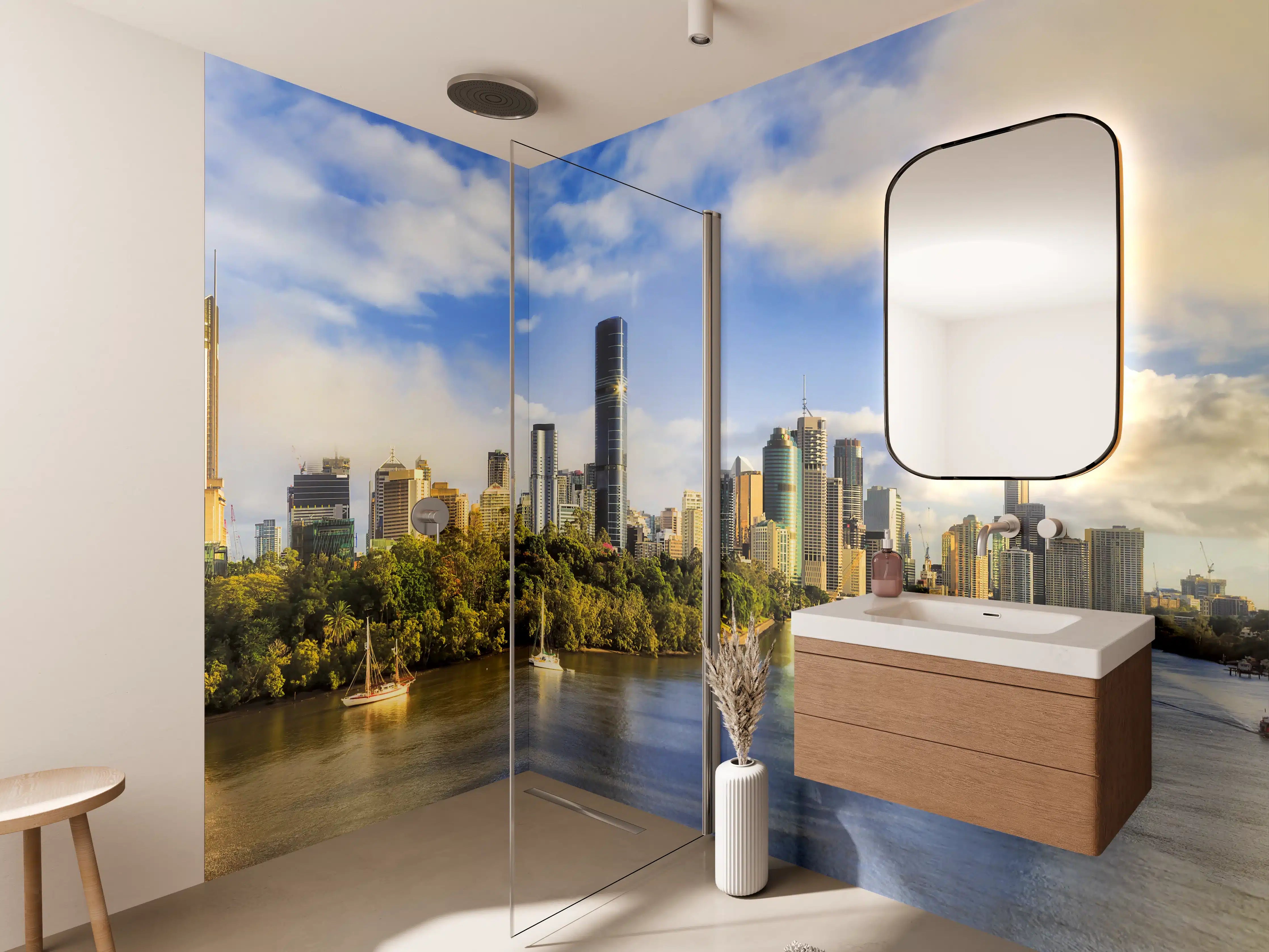Wandverkleidung Bad - Brisbane Skyline mit Fluss