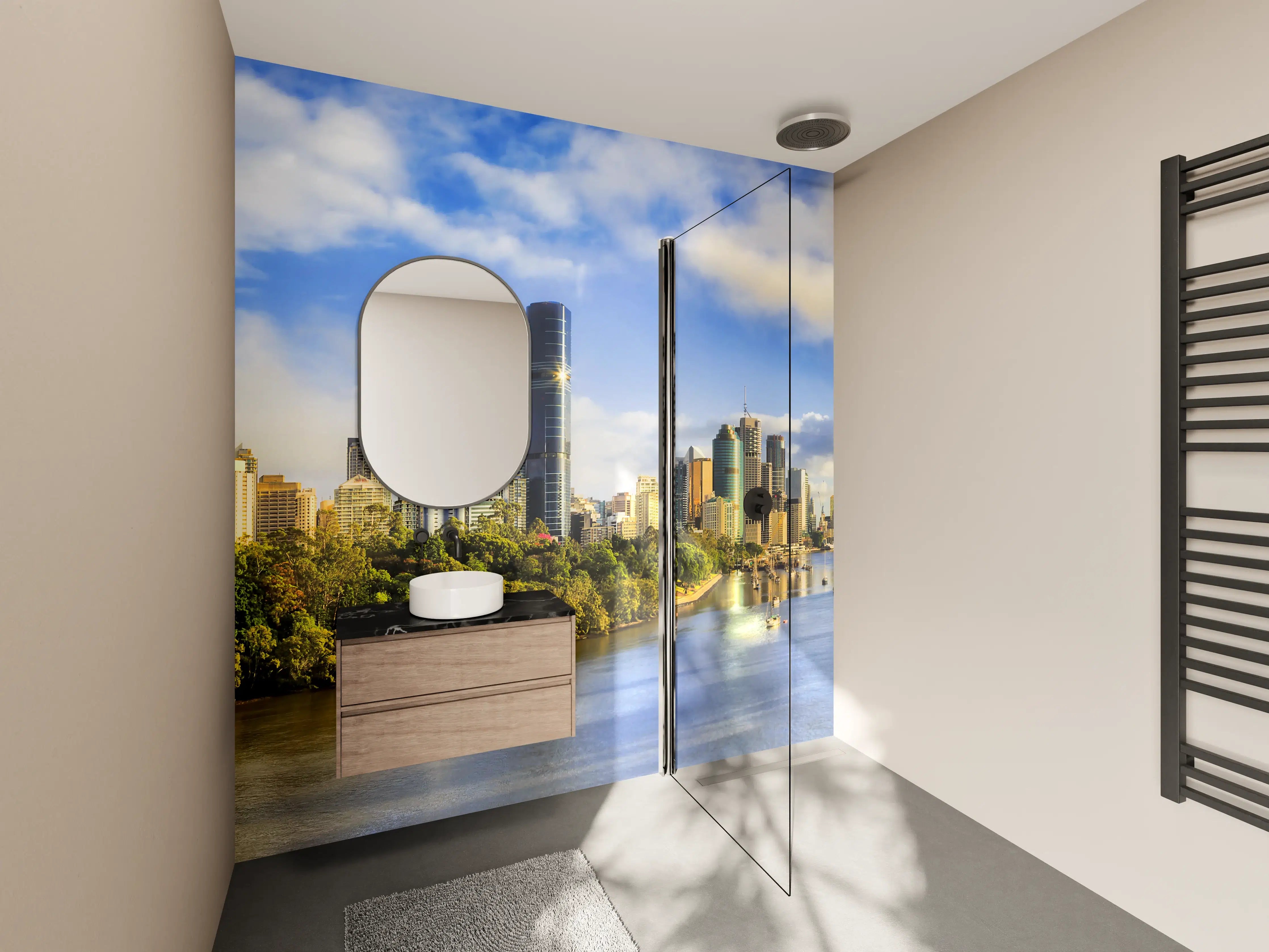 Wandverkleidung Bad - Brisbane Skyline mit Fluss