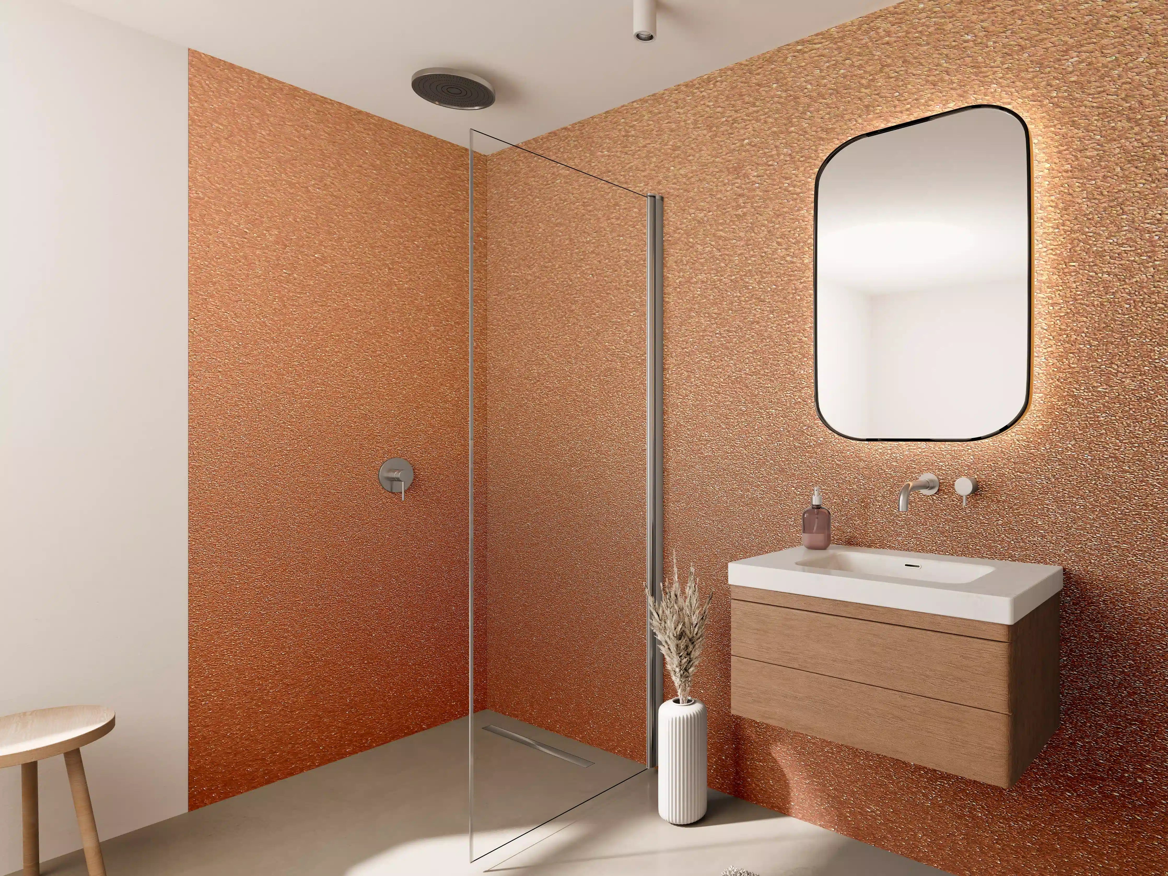 Wandverkleidung Bad - Bronze Textur Panorama Hintergrund