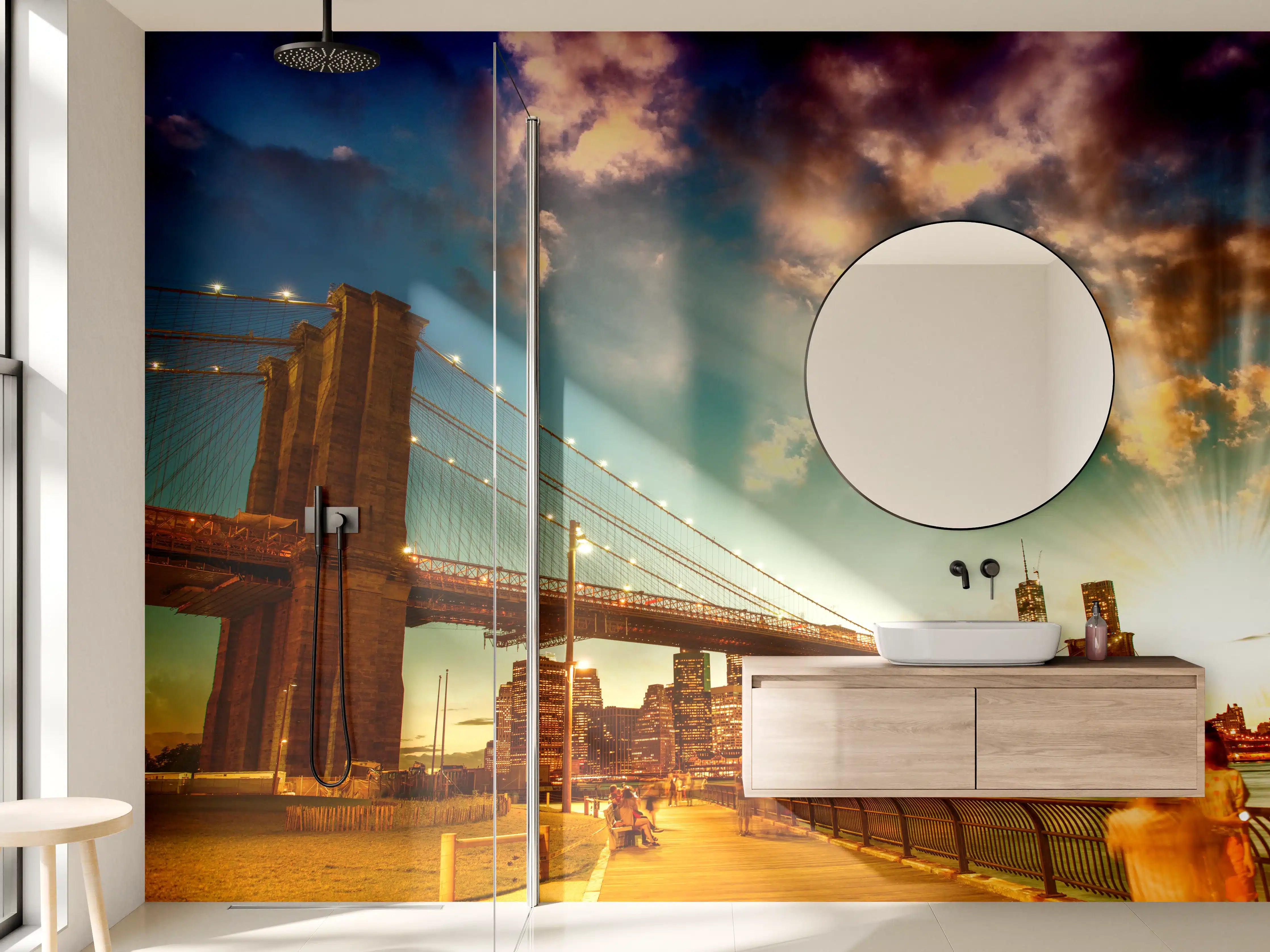 Wandverkleidung Bad - Brooklyn Bridge Park bei Sonnenuntergang