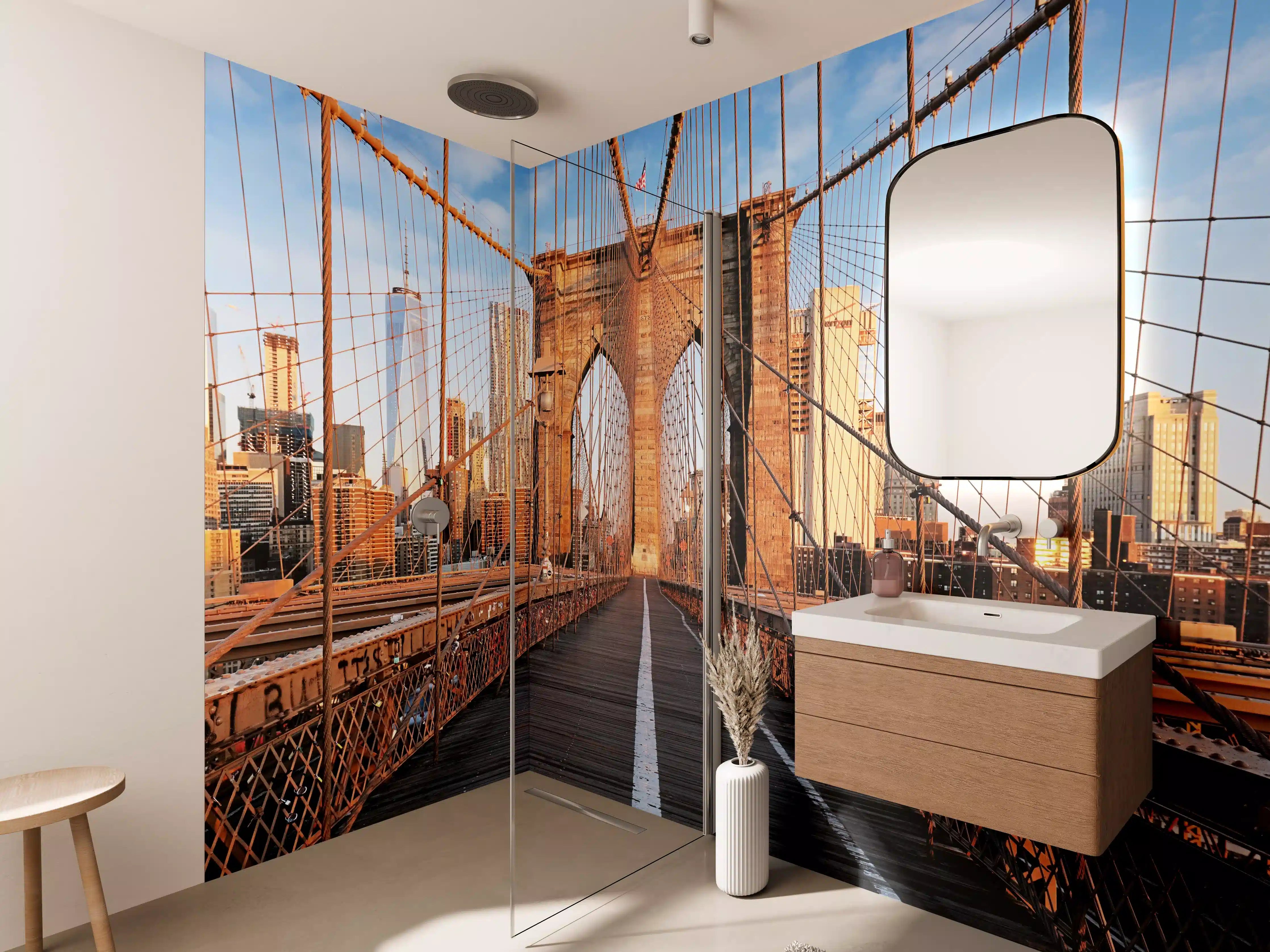 Wandverkleidung Bad - Brooklyn Bridge bei Sonnenaufgang