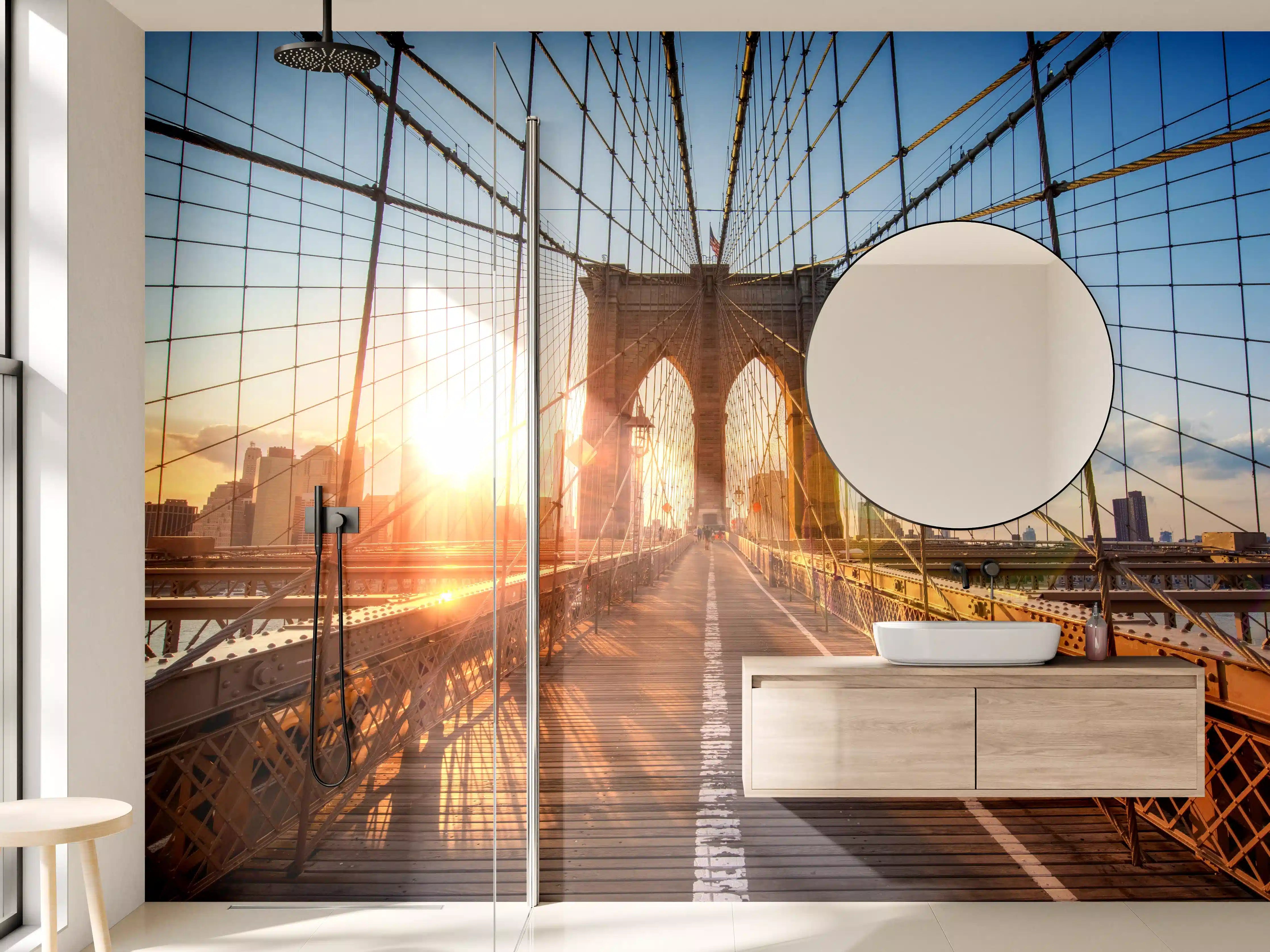 Wandverkleidung Bad - Brooklyn Bridge bei Sonnenuntergang