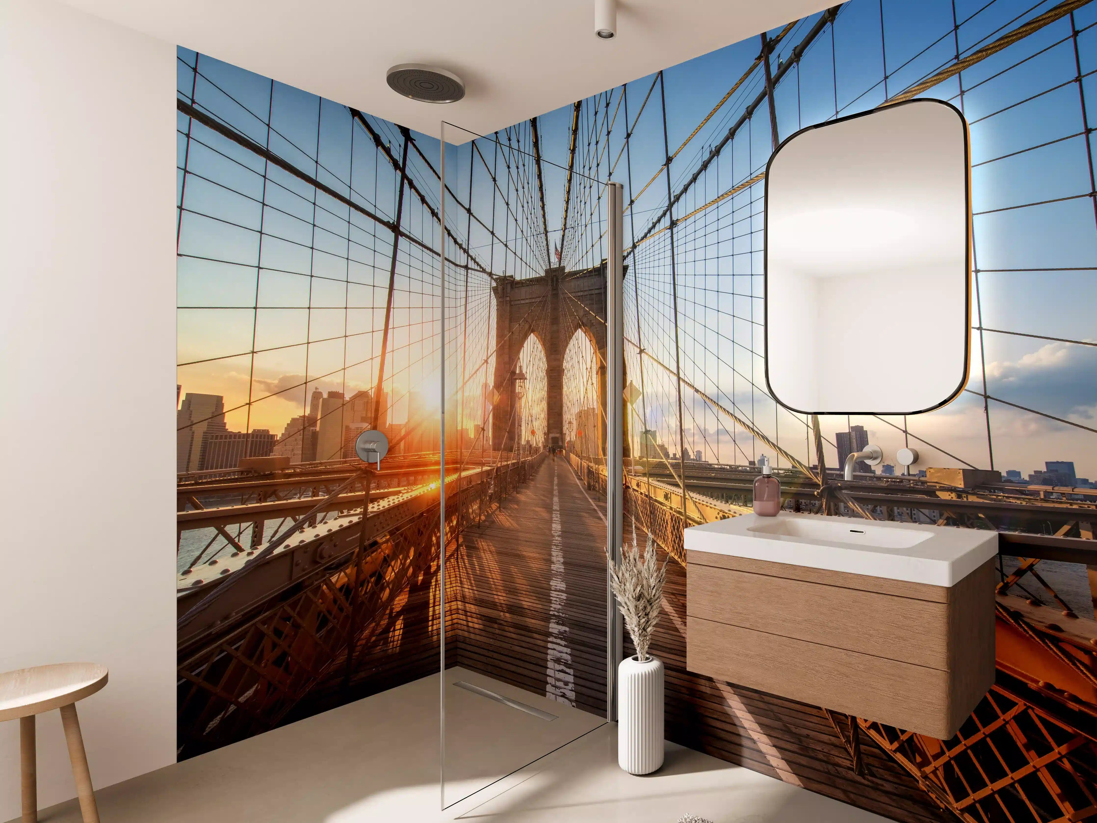 Wandverkleidung Bad - Brooklyn Bridge bei Sonnenuntergang