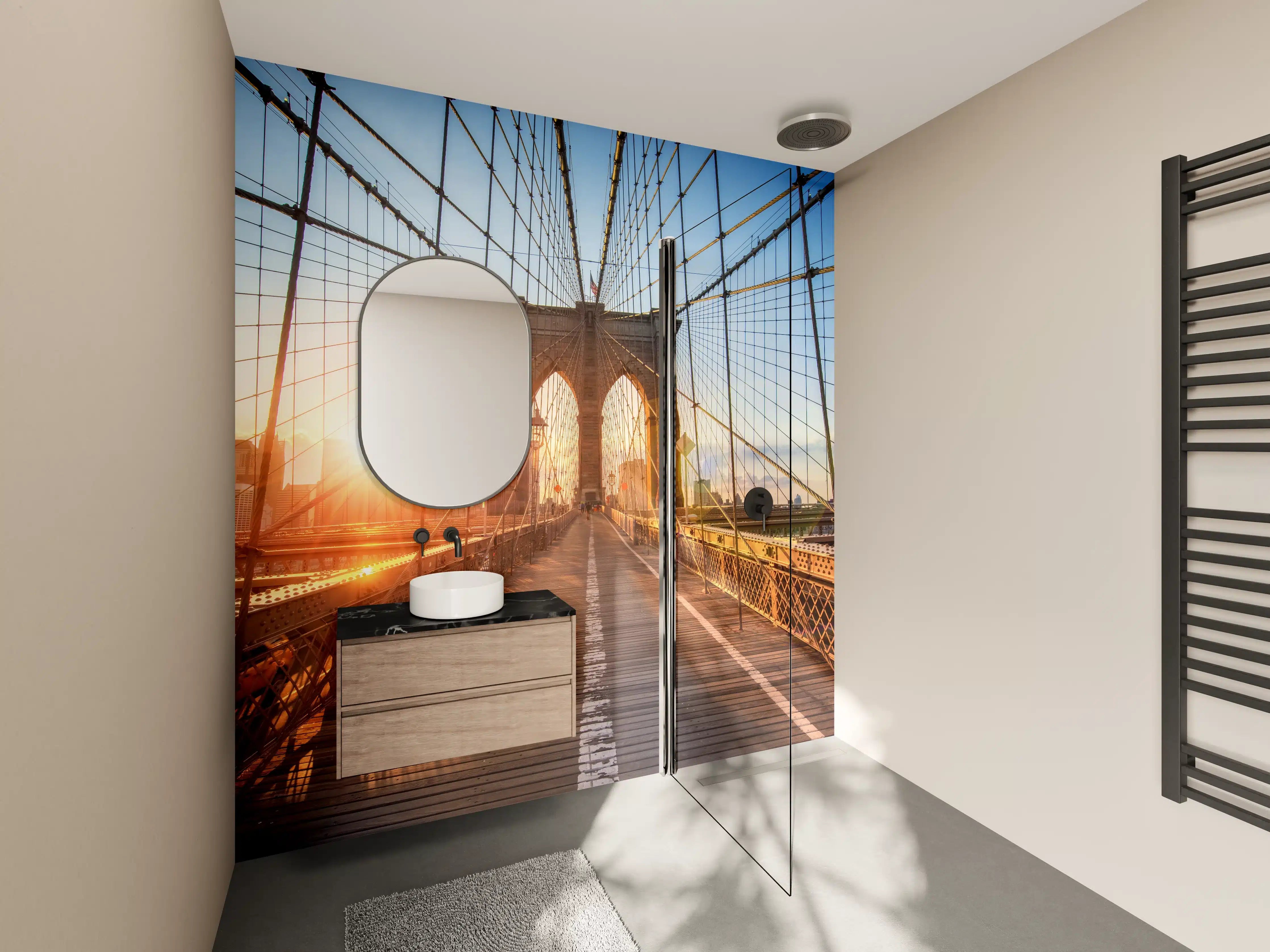 Wandverkleidung Bad - Brooklyn Bridge bei Sonnenuntergang
