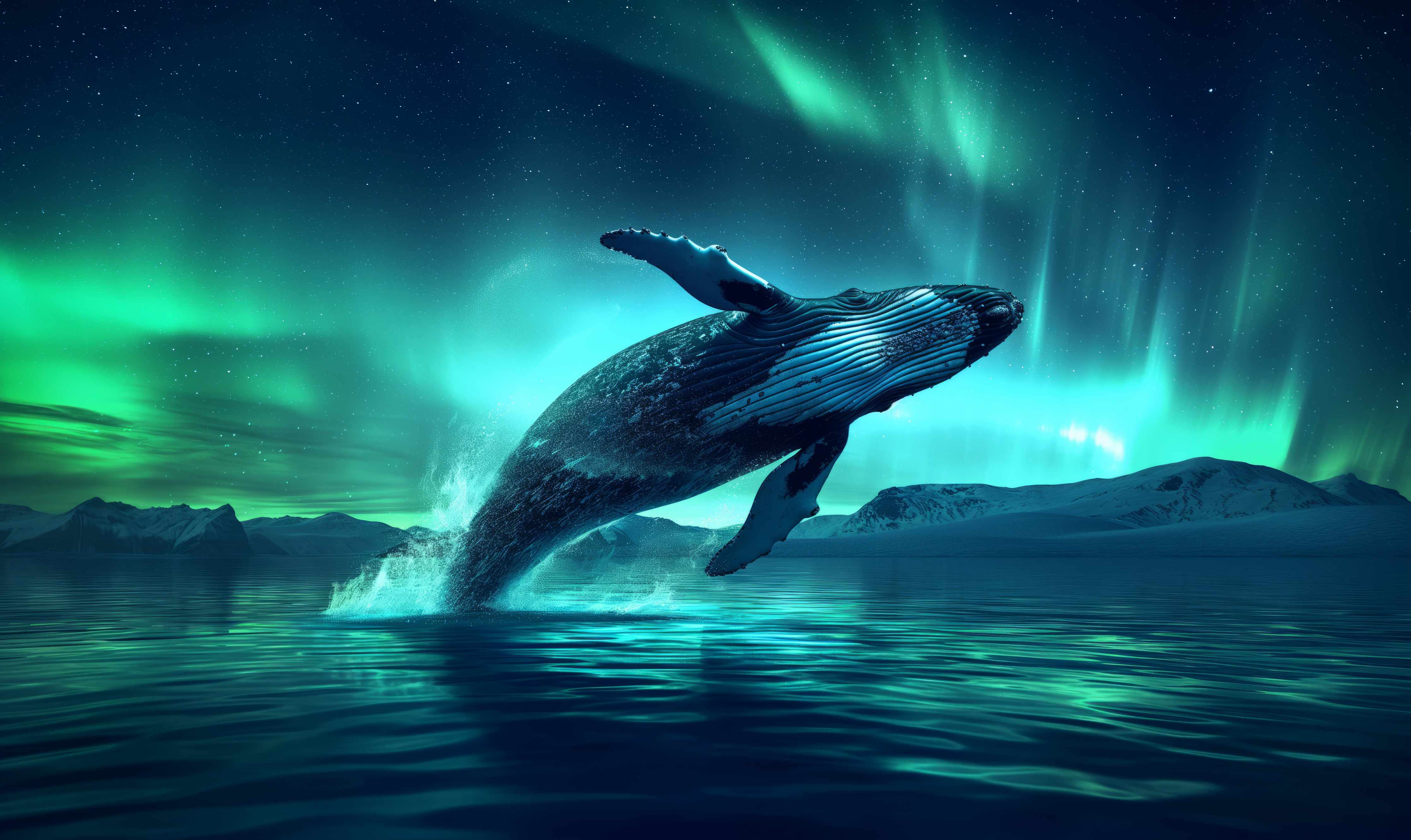 Wandverkleidung Bad-Buckelwal unter Nordlicht Türkis