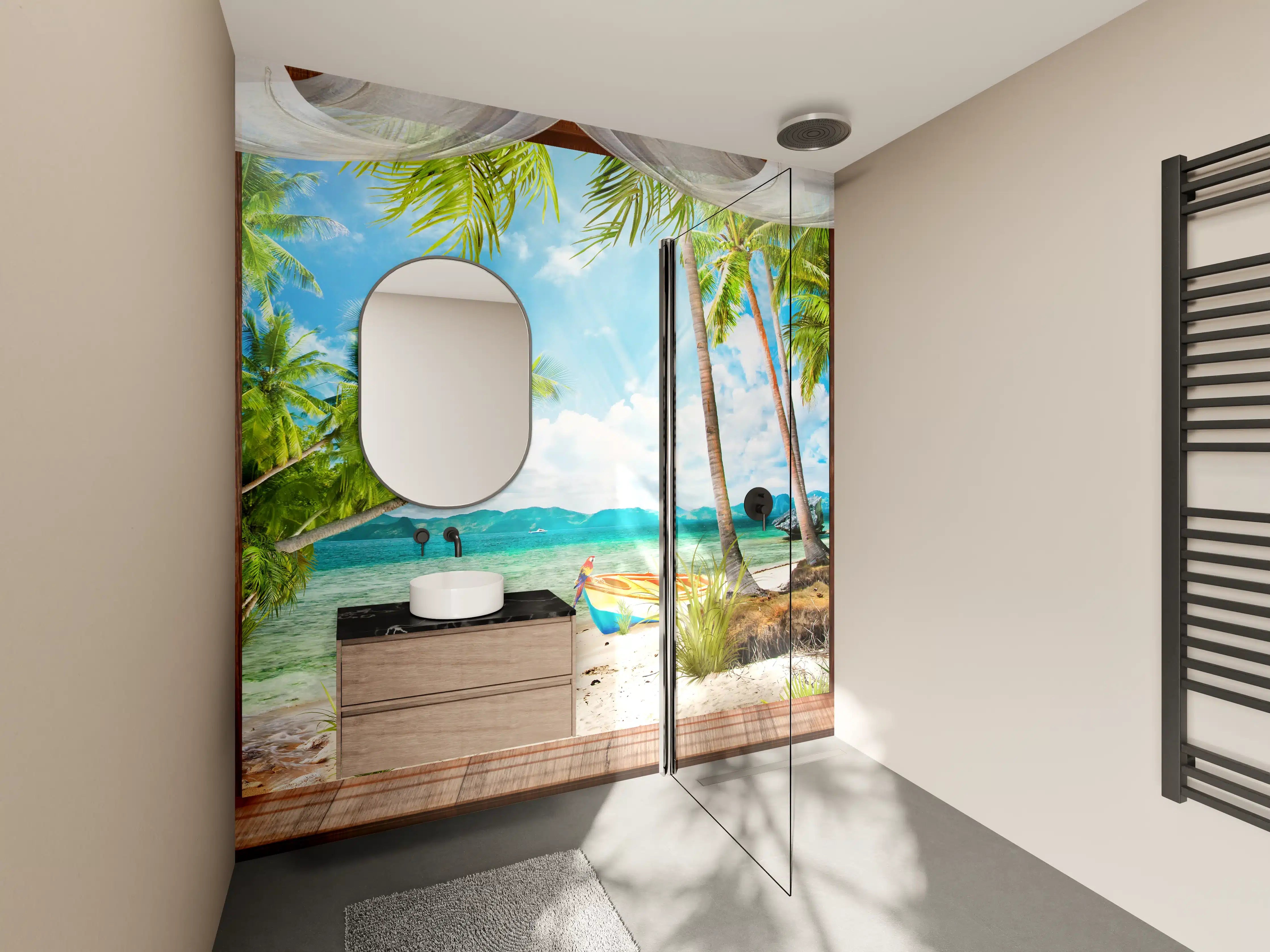 Wandverkleidung Bad - Bungalow mit Blick aufs Meer