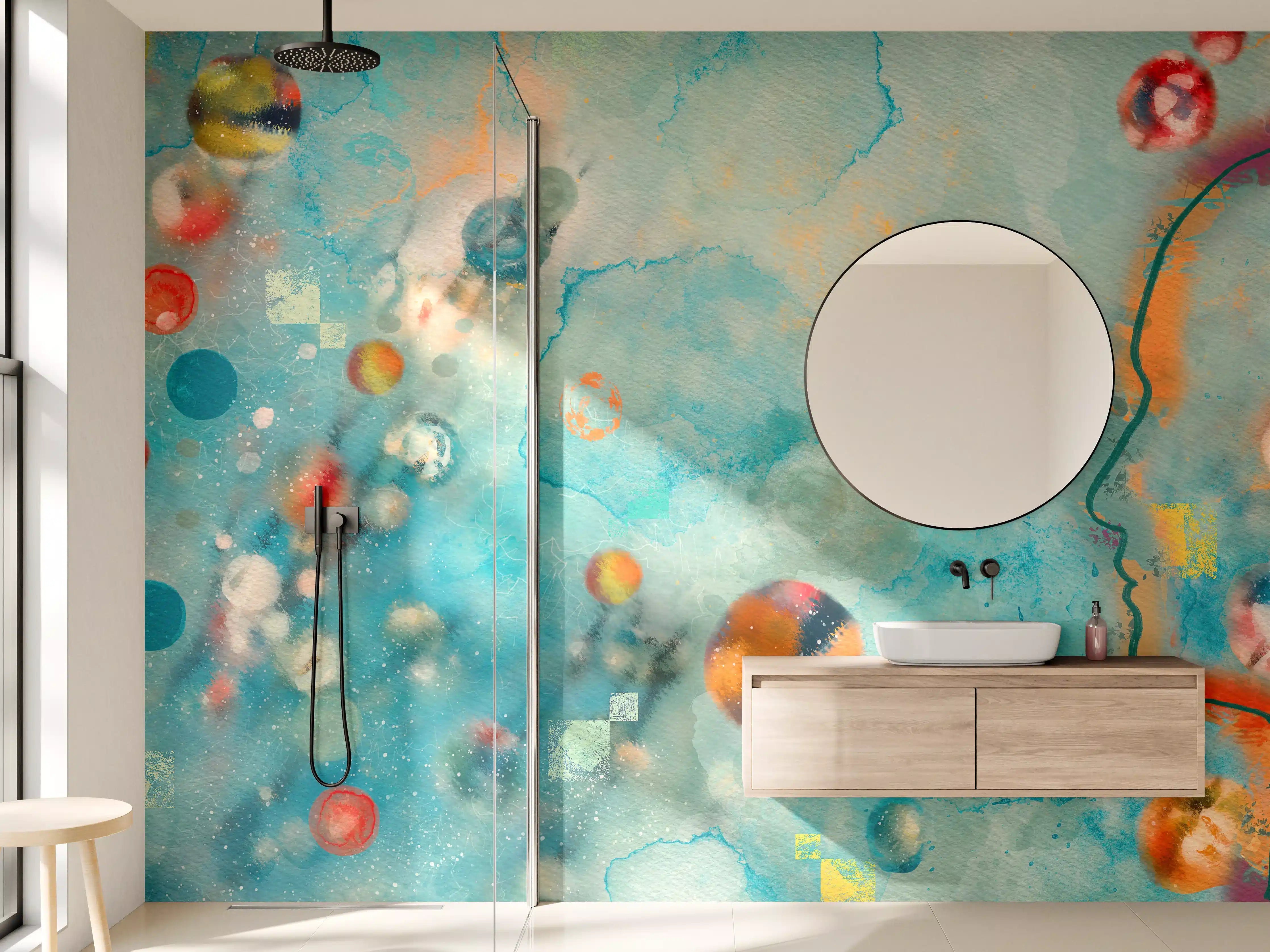 Wandverkleidung Bad - Bunte Aquarellkonzept Kunst