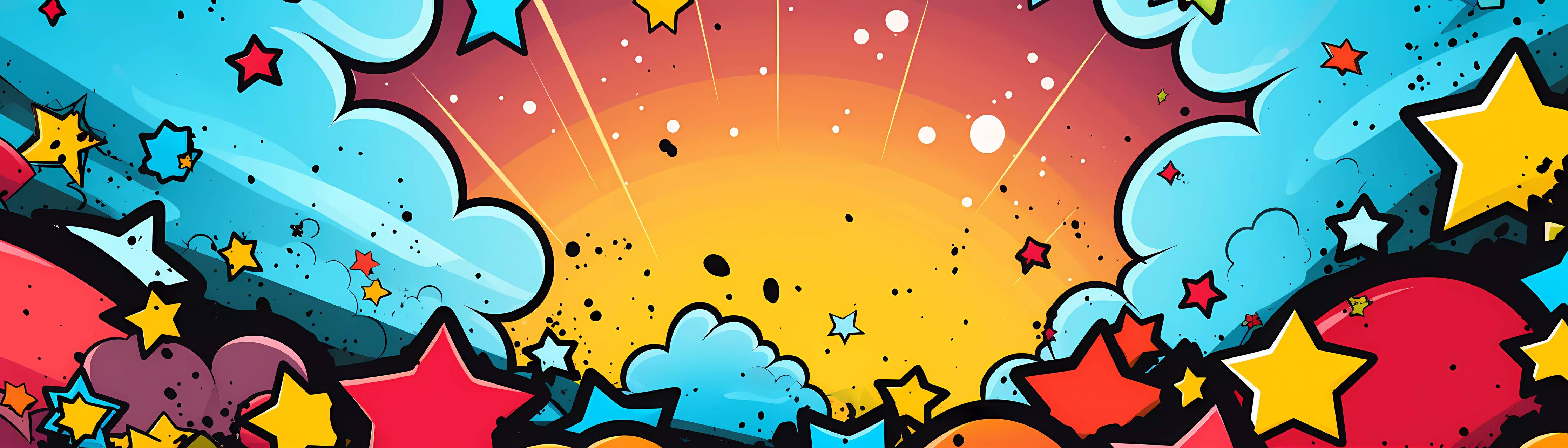 Wandverkleidung Bad-Bunte Comic-Explosion mit Sternen