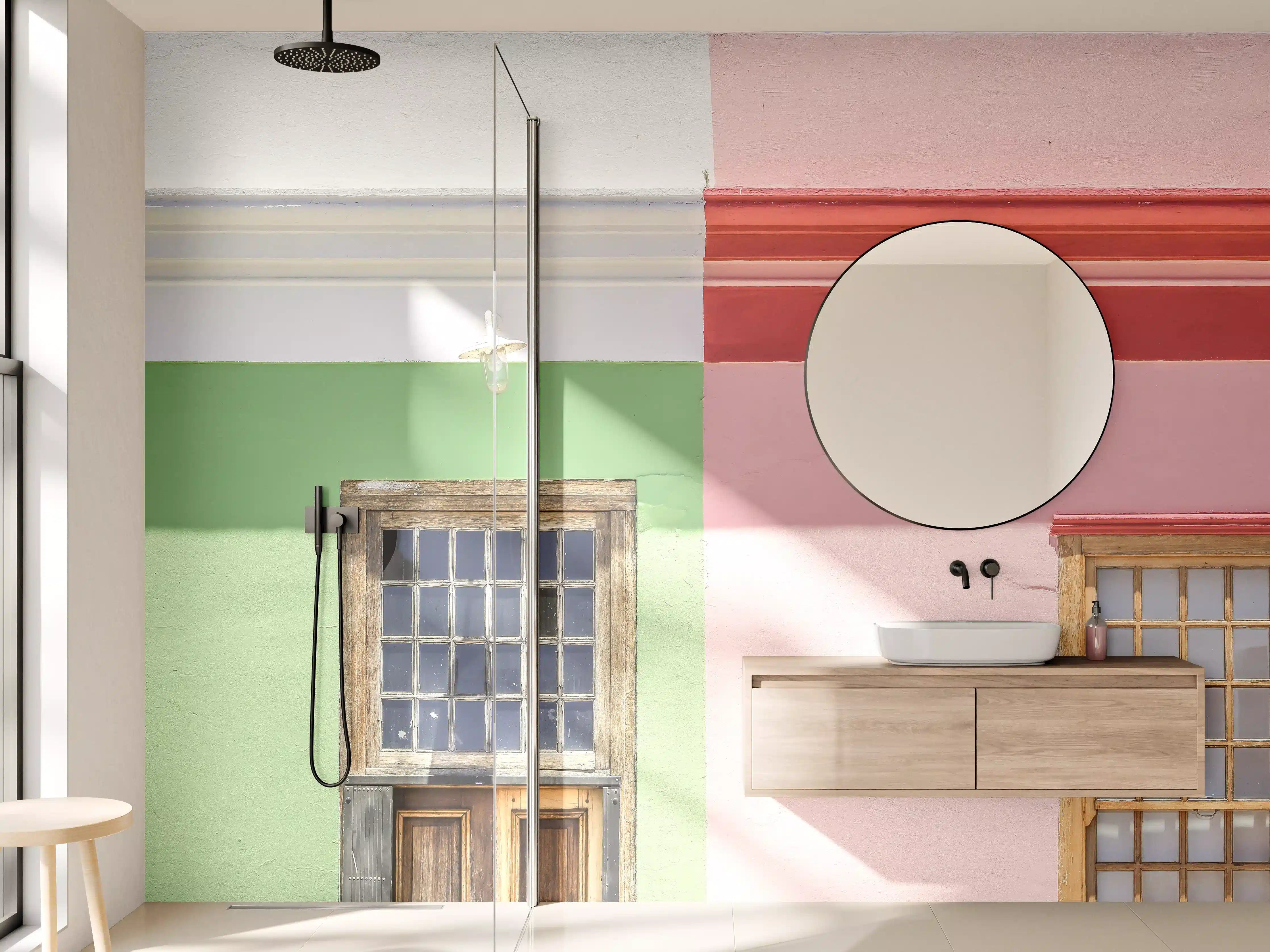 Wandverkleidung Bad - Bunte Cottage Fassaden Sunny