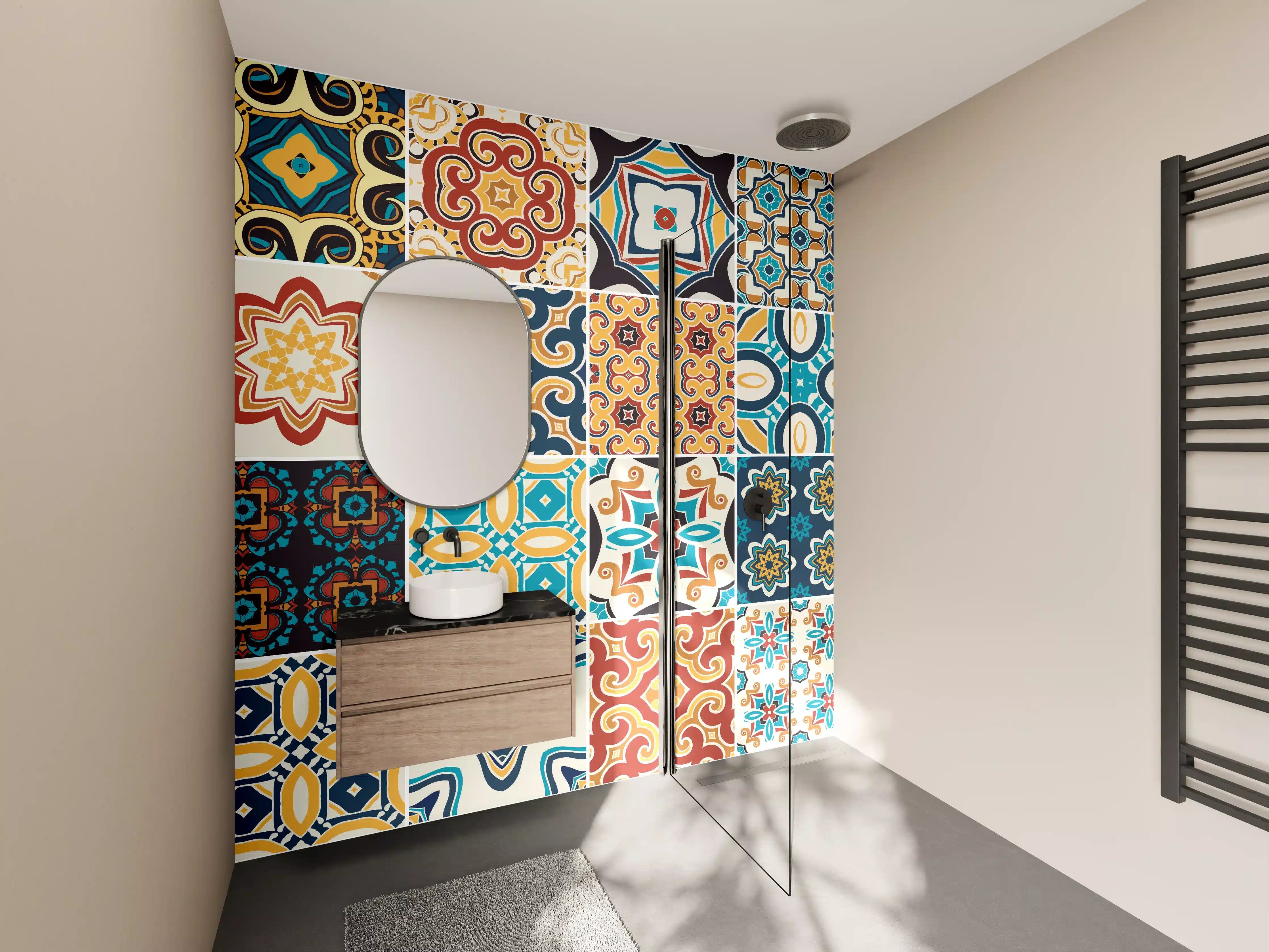 Wandverkleidung Bad - Bunte Fliesen Mosaik Designs