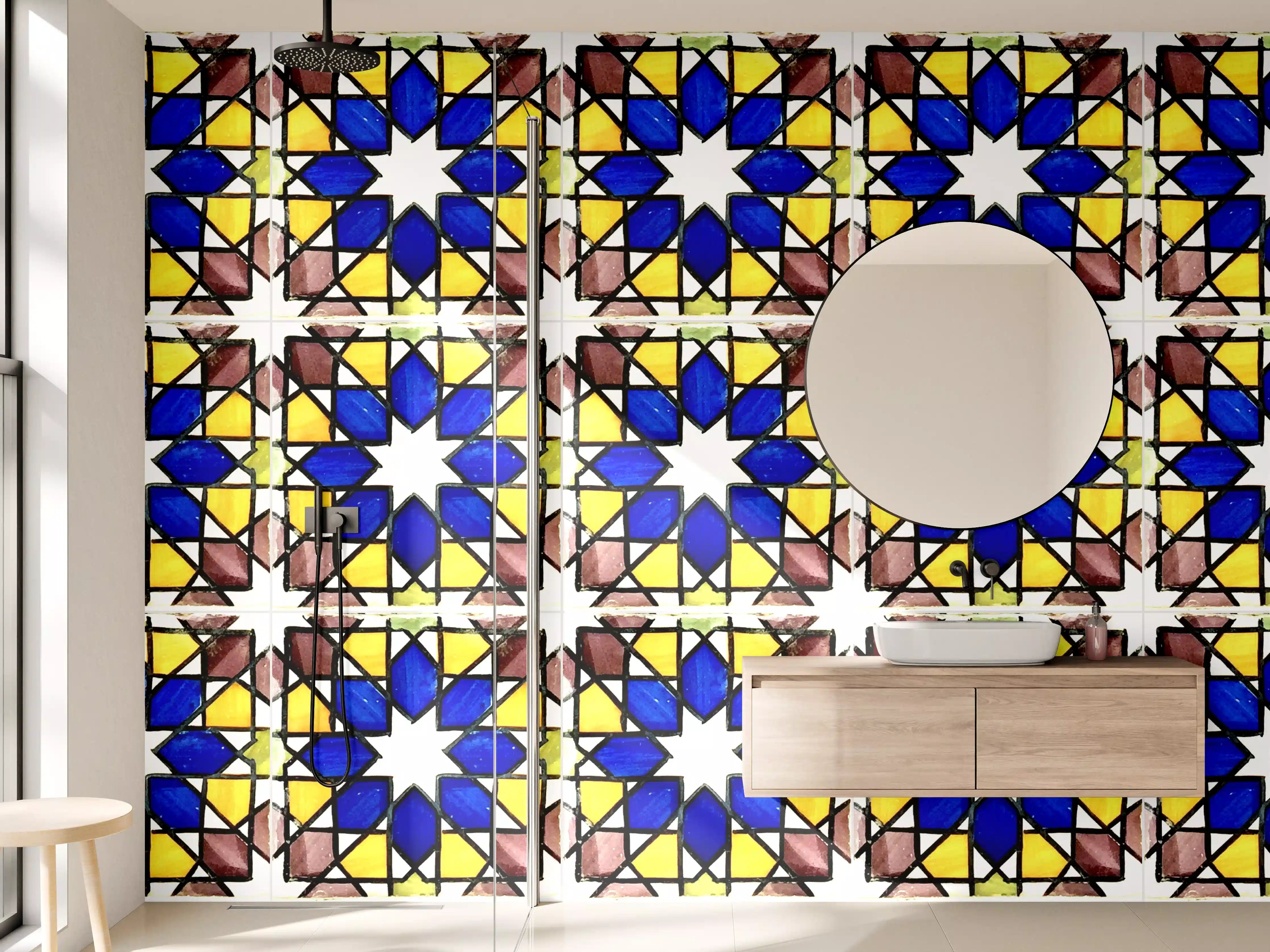 Wandverkleidung Bad - Bunte Fliesen im Mosaik-Design