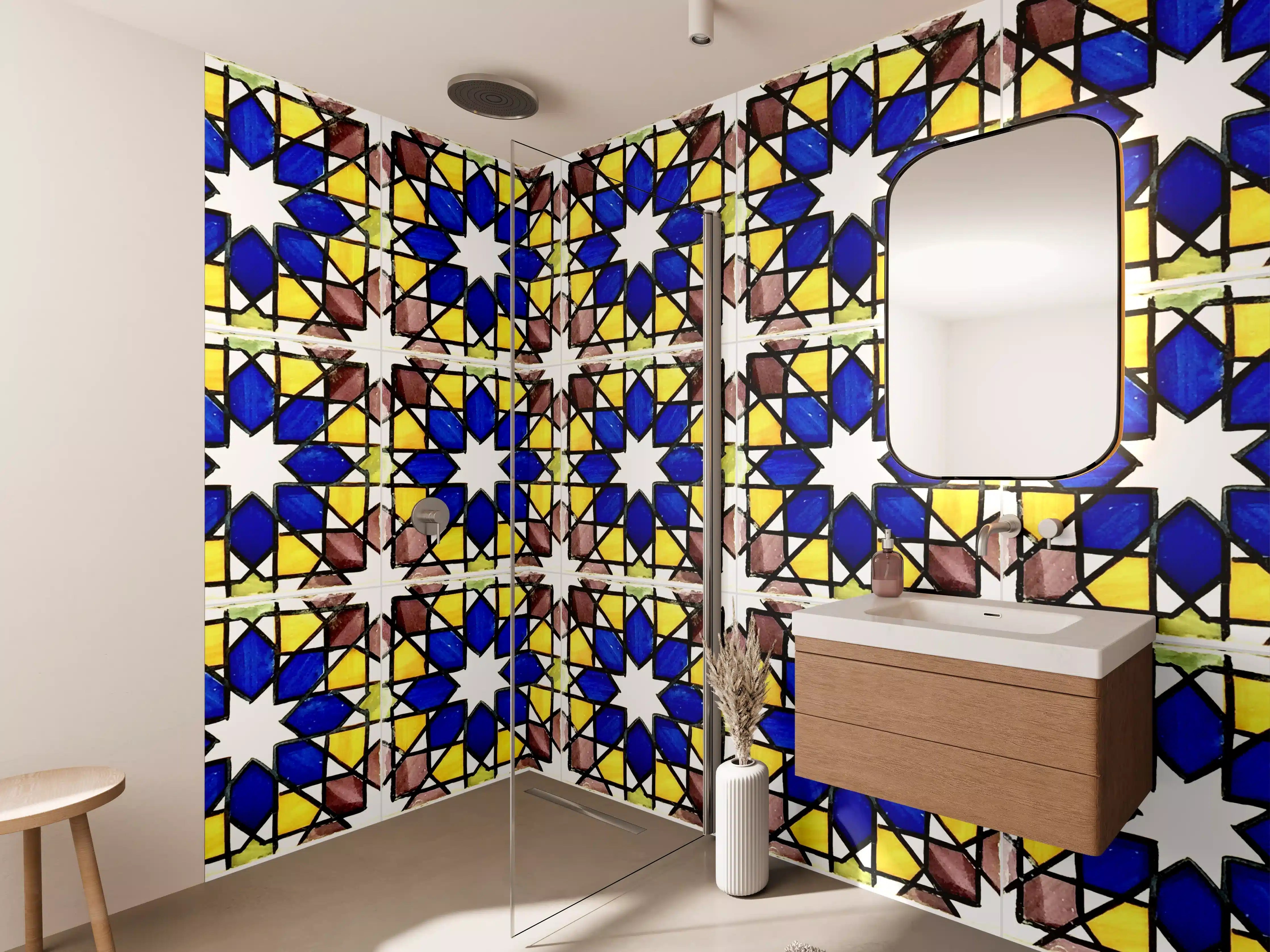 Wandverkleidung Bad - Bunte Fliesen im Mosaik-Design