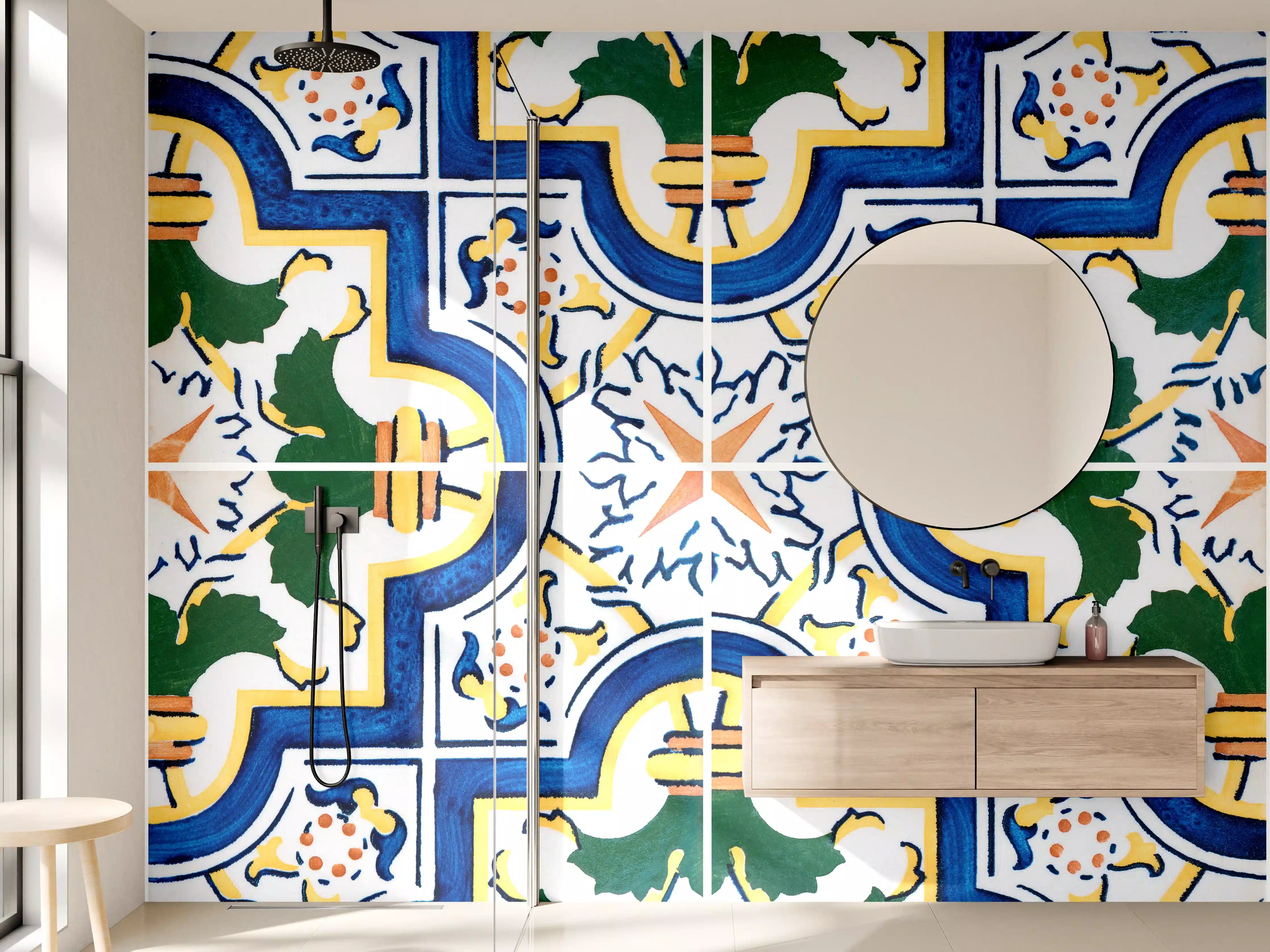 Wandverkleidung Bad - Bunte Fliesen mit Mediterranean-Muster