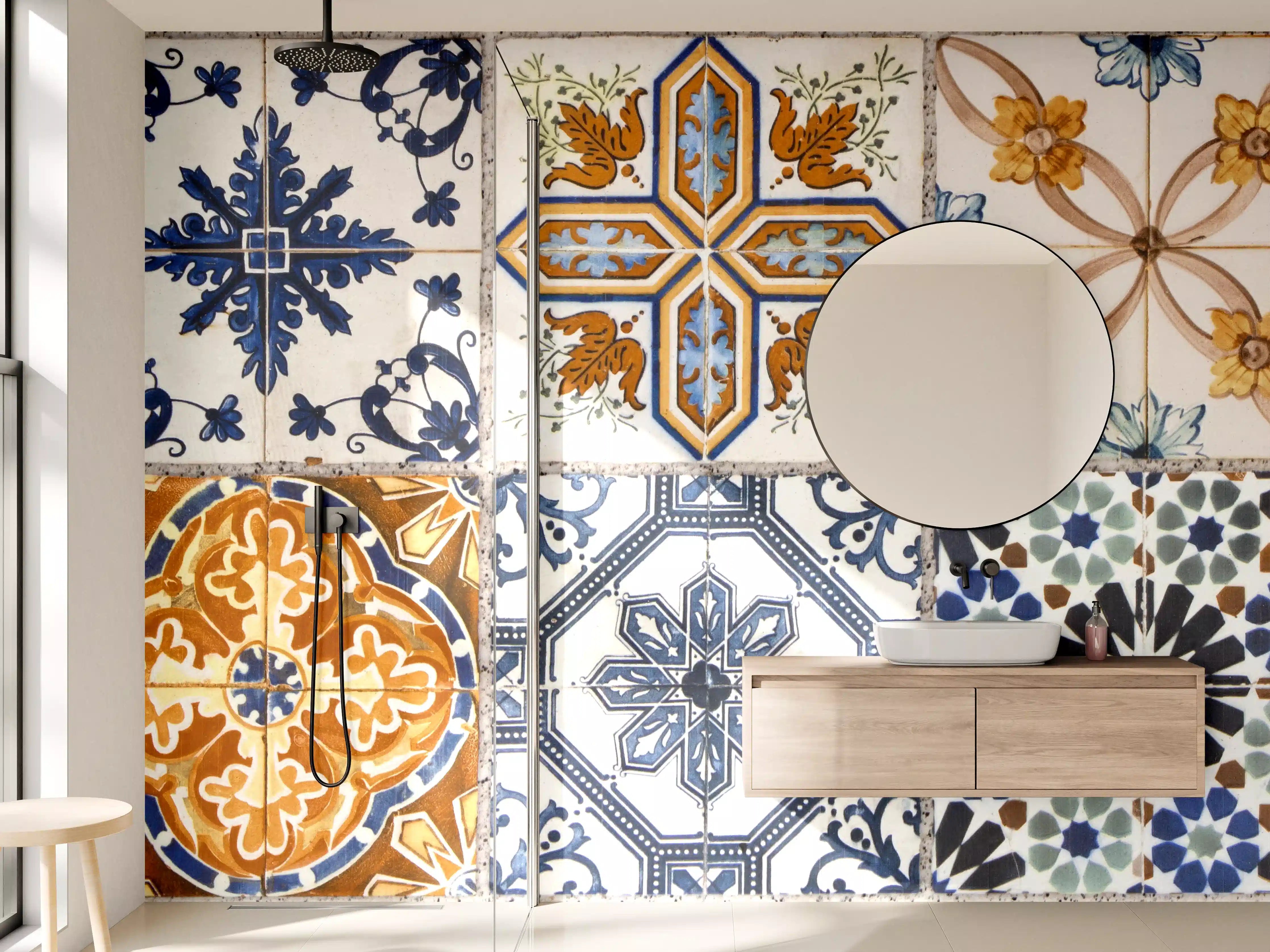 Wandverkleidung Bad - Bunte Fliesenmuster mit islamischer Kunst