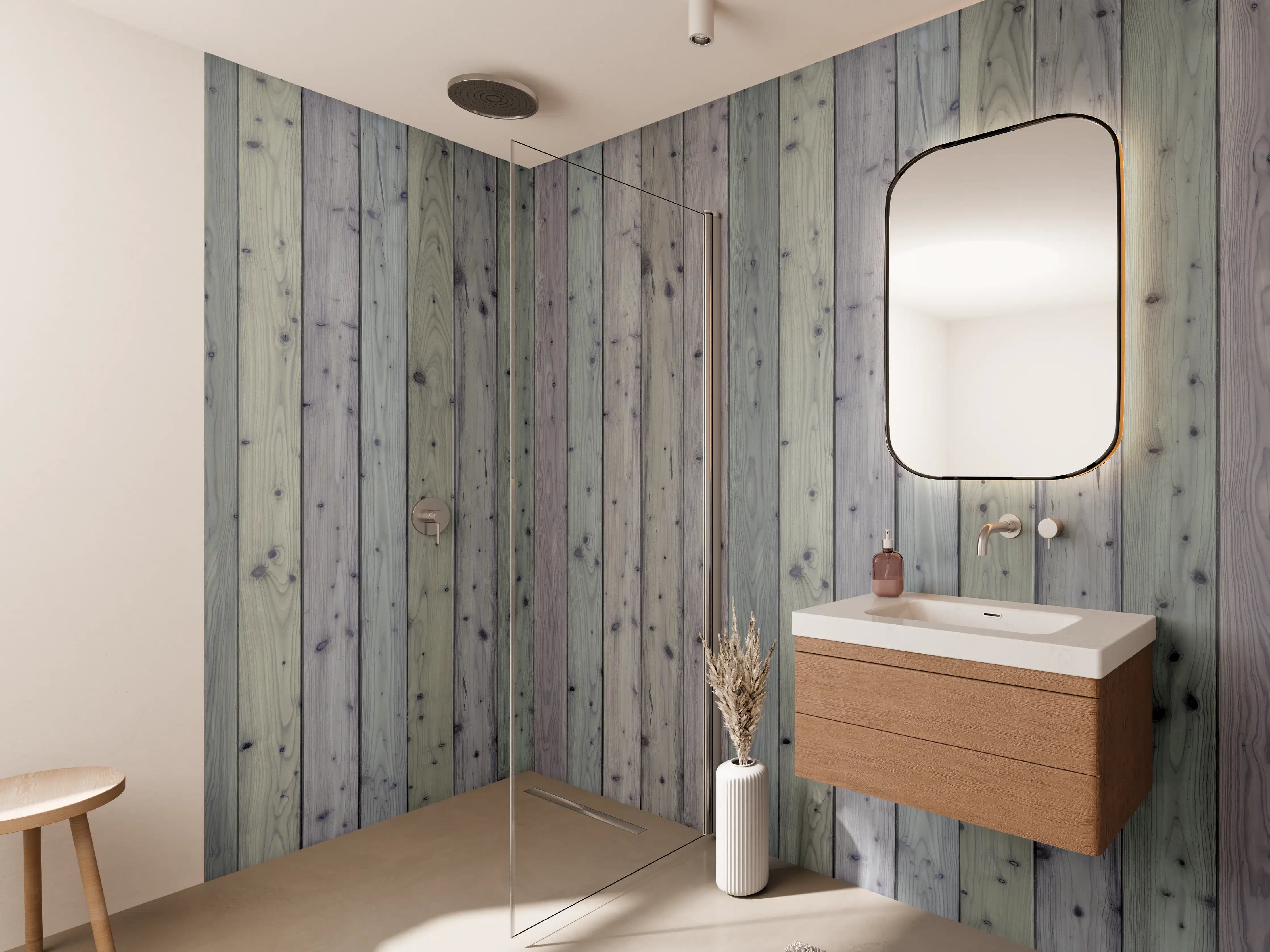 Wandverkleidung Bad - Bunte Holz Wand Textur