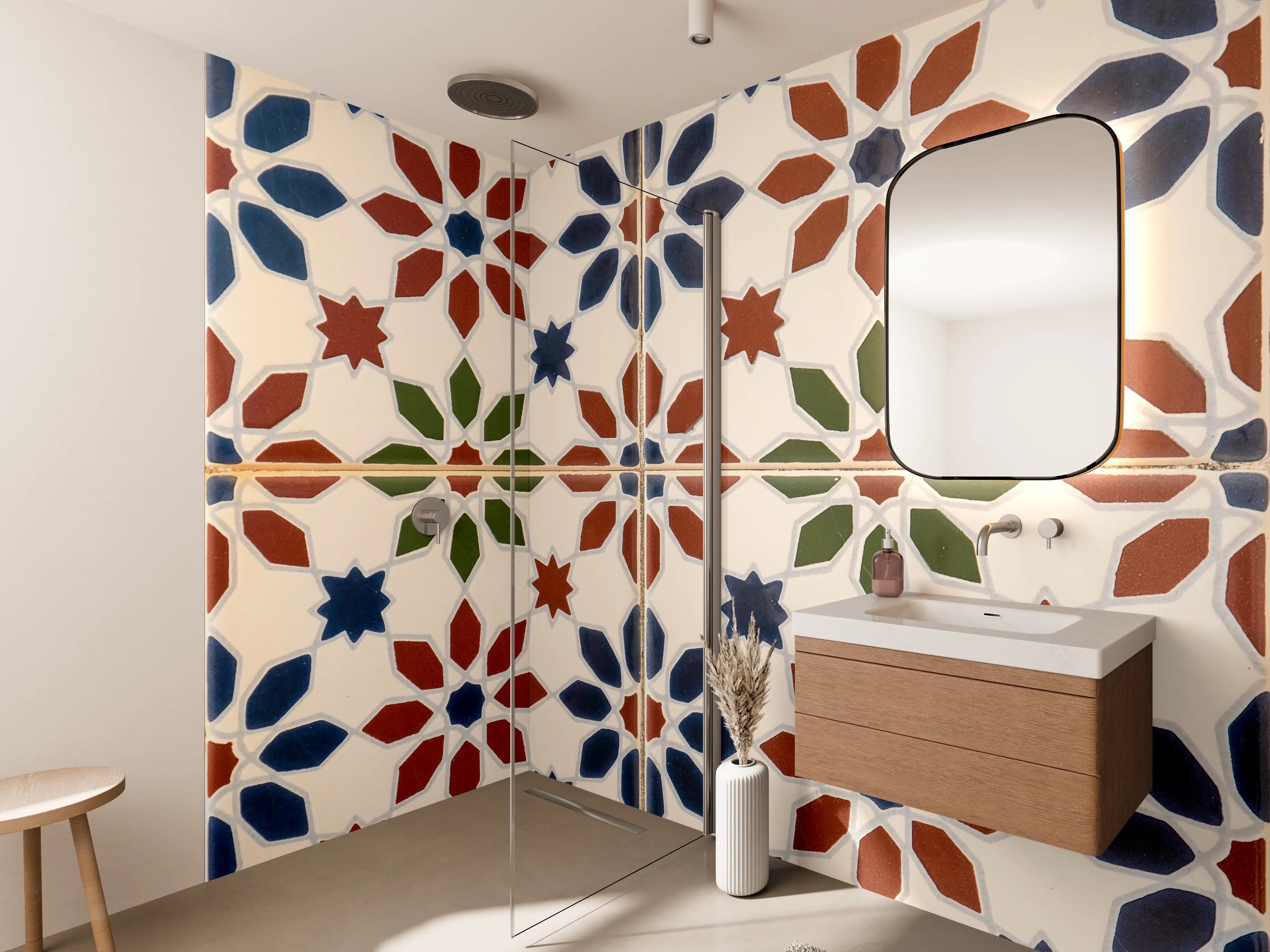 Wandverkleidung Bad - Bunte Mosaikfliesen im Dekor-Stil