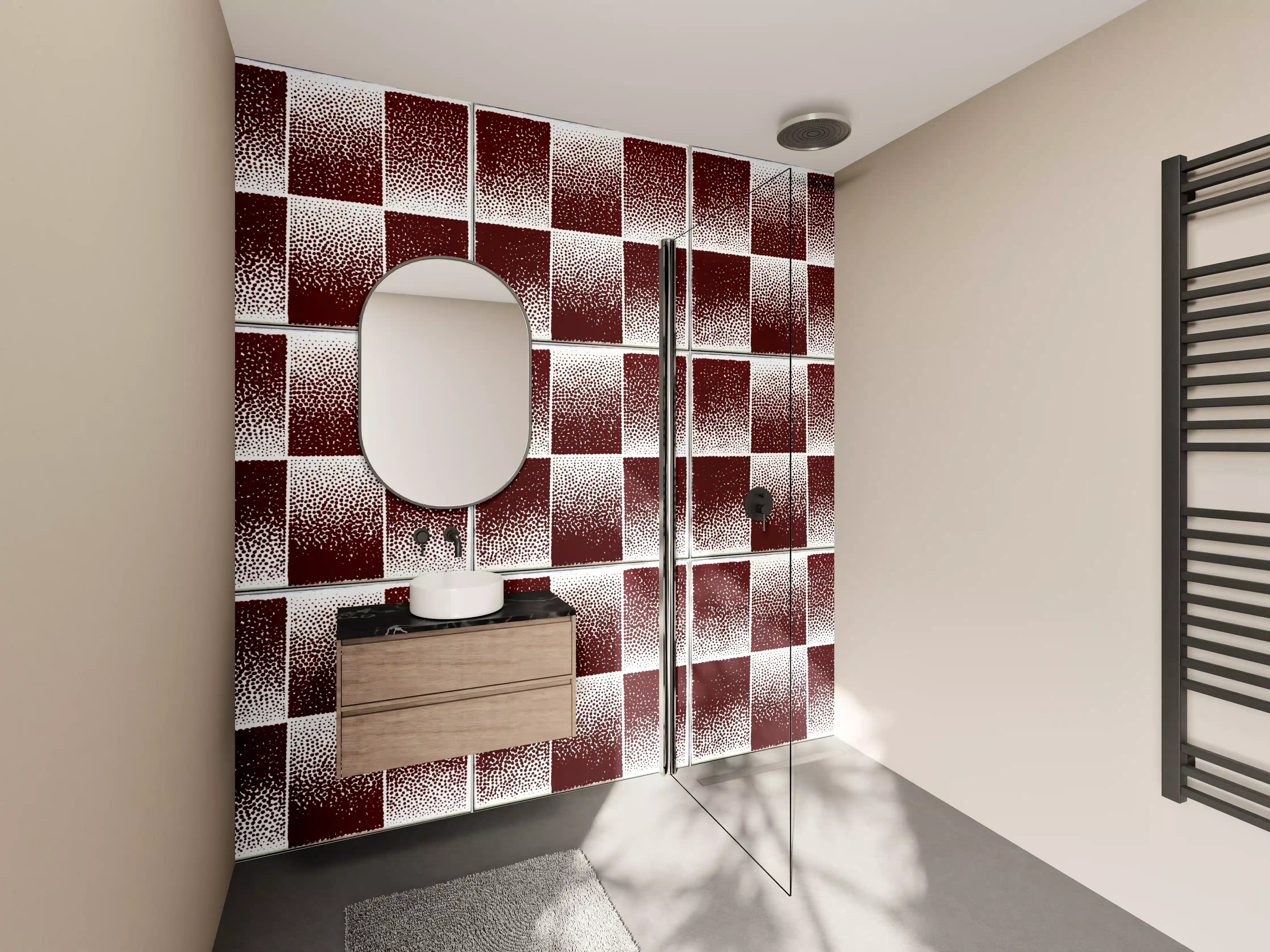 Wandverkleidung Bad - Bunte Mosaikfliesen im minimalistischen Design