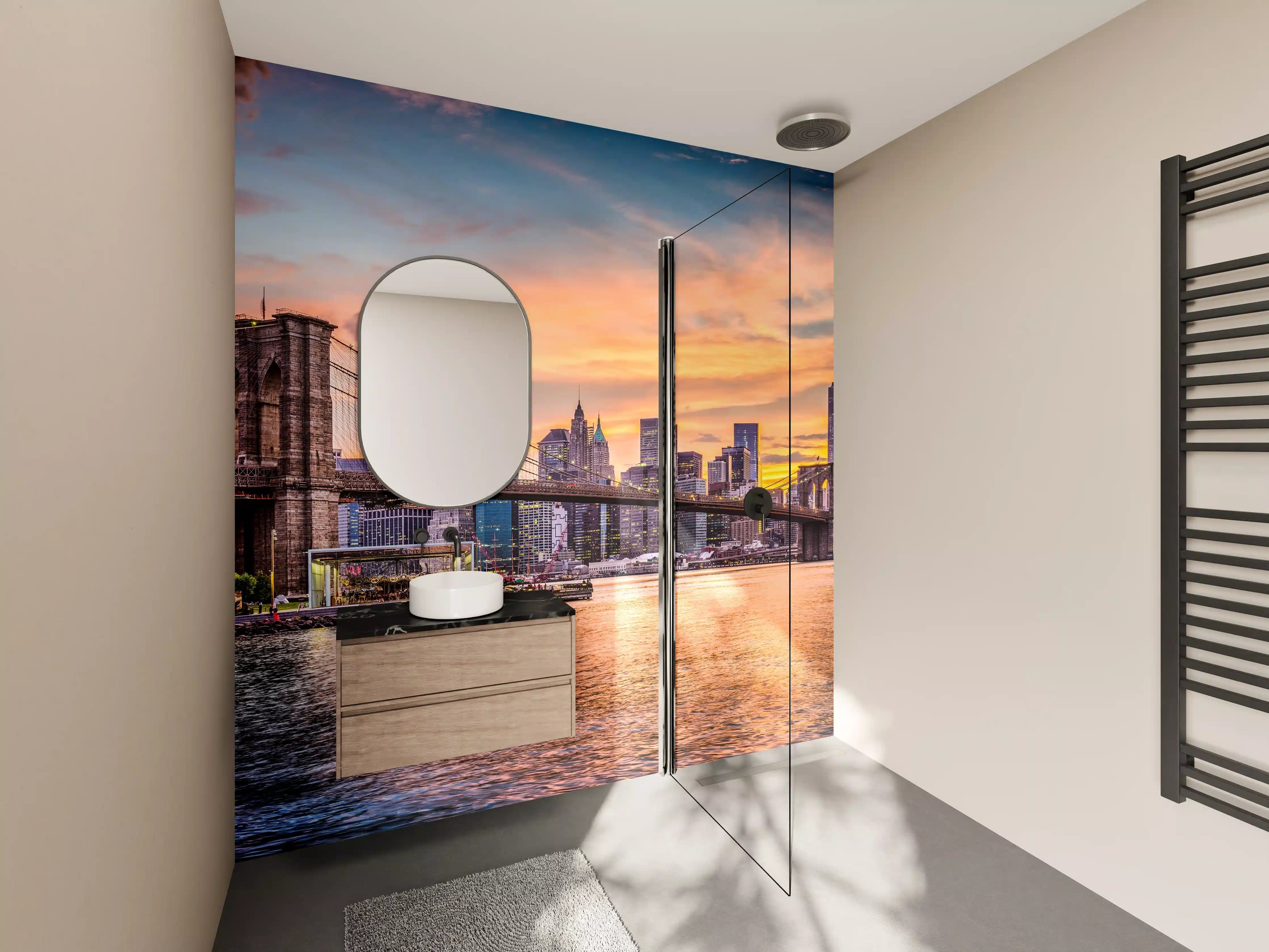 Wandverkleidung Bad - Bunte New York Skyline