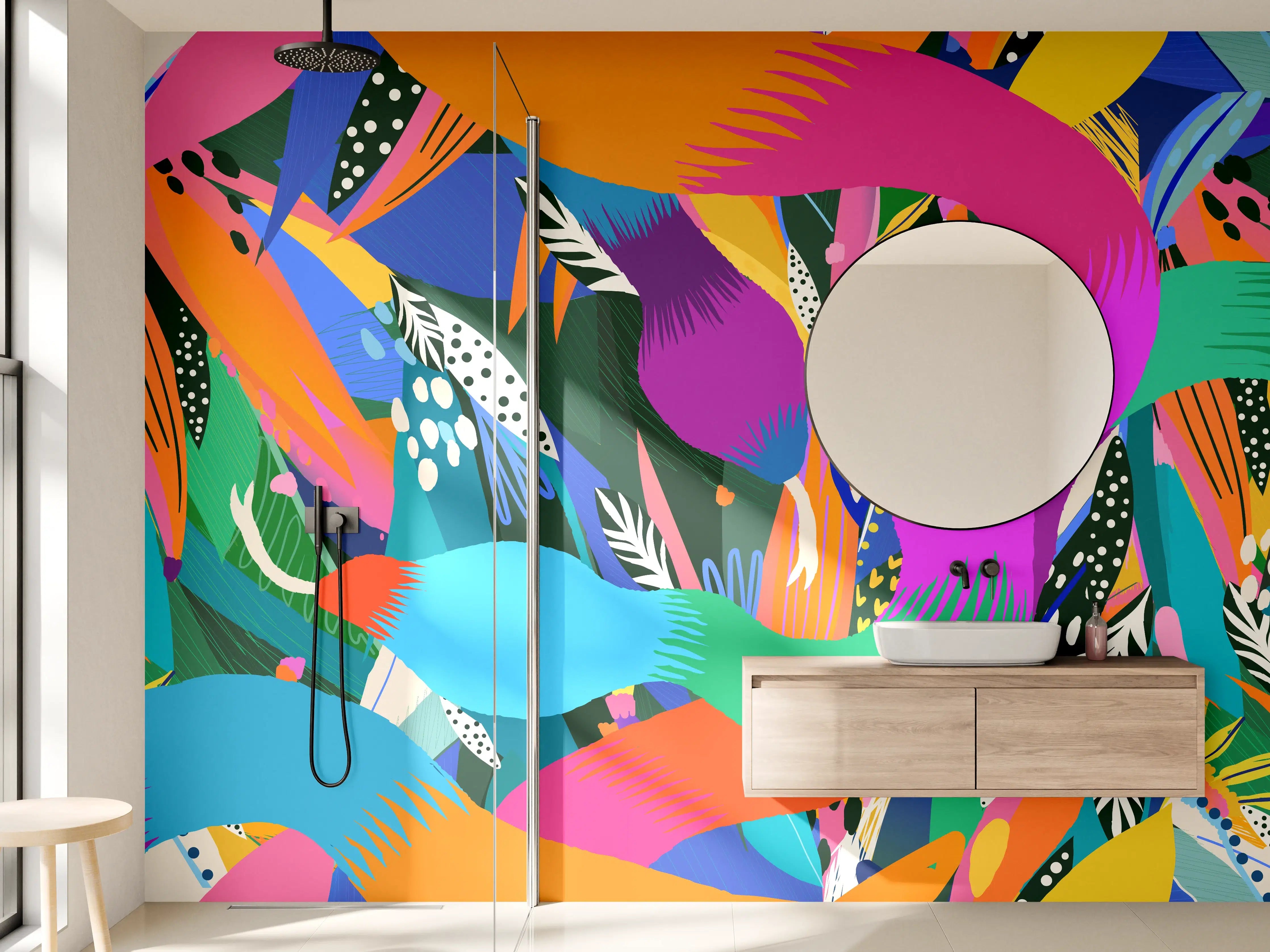 Wandverkleidung Bad - Bunte Tropische Schlangen-Illustration