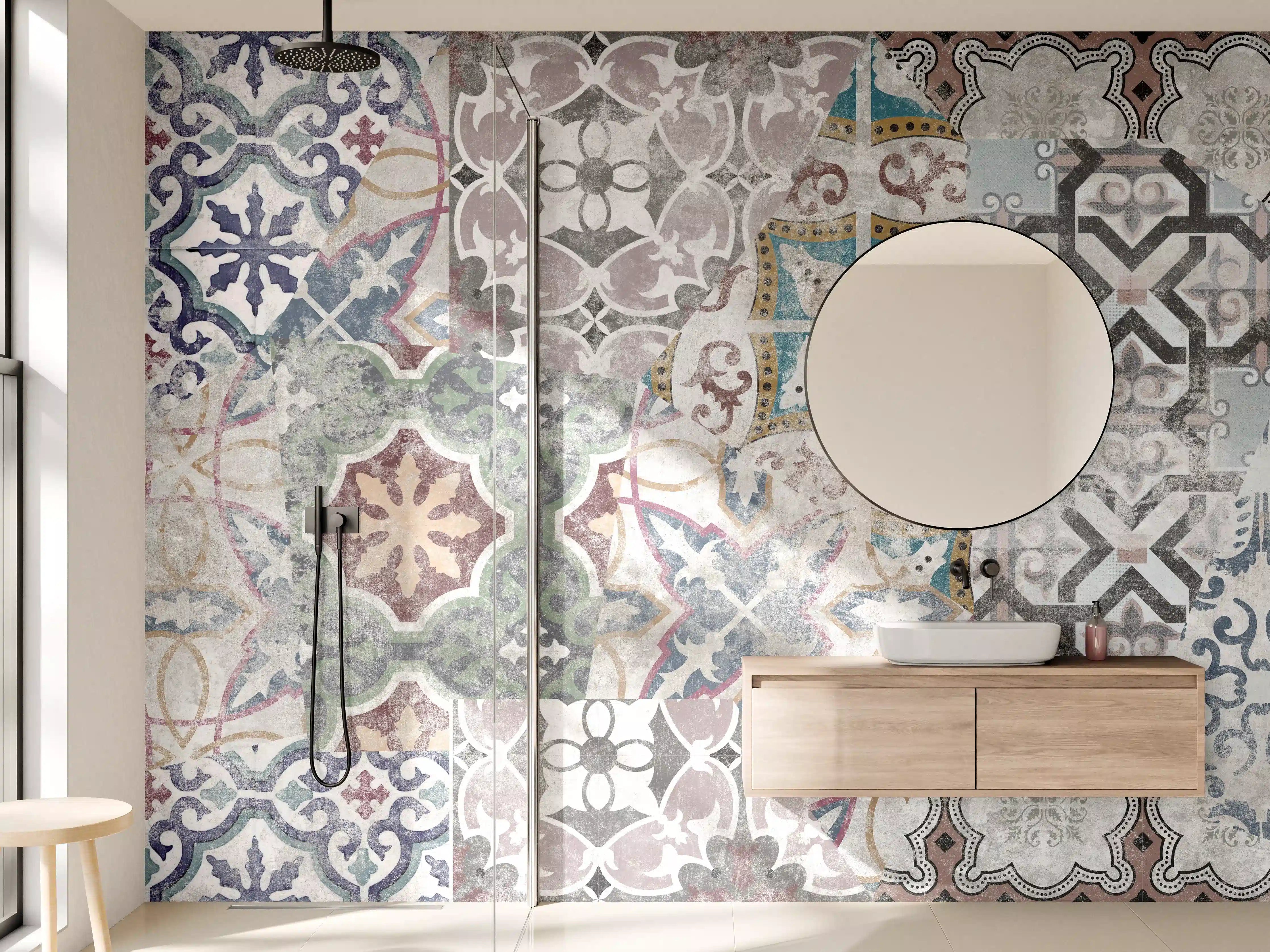 Wandverkleidung Bad - Bunte alte Retro-Wand Fliesen