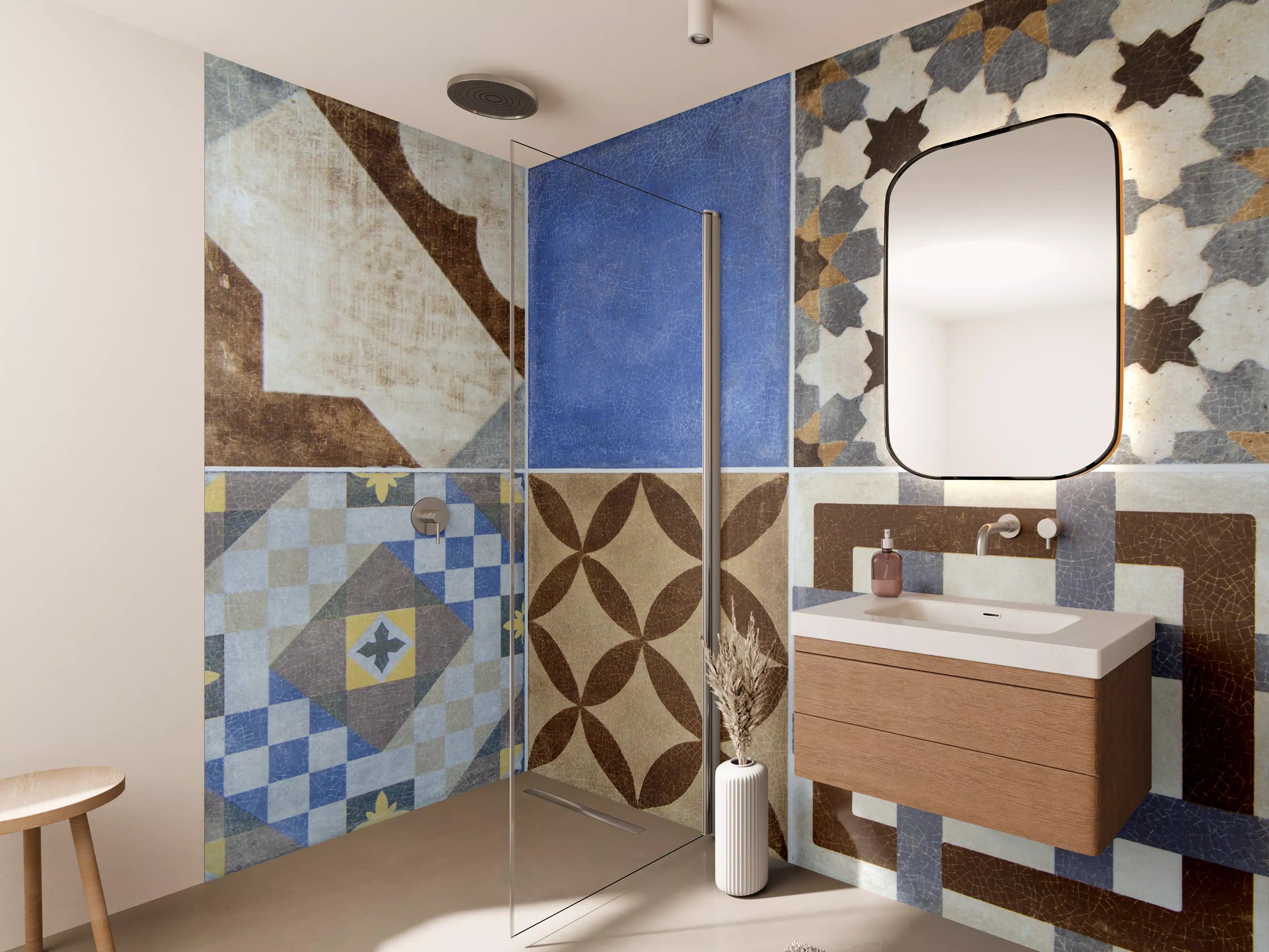 Wandverkleidung Bad - Bunte, Musterreiche Fliesen mit Vintage-Charme