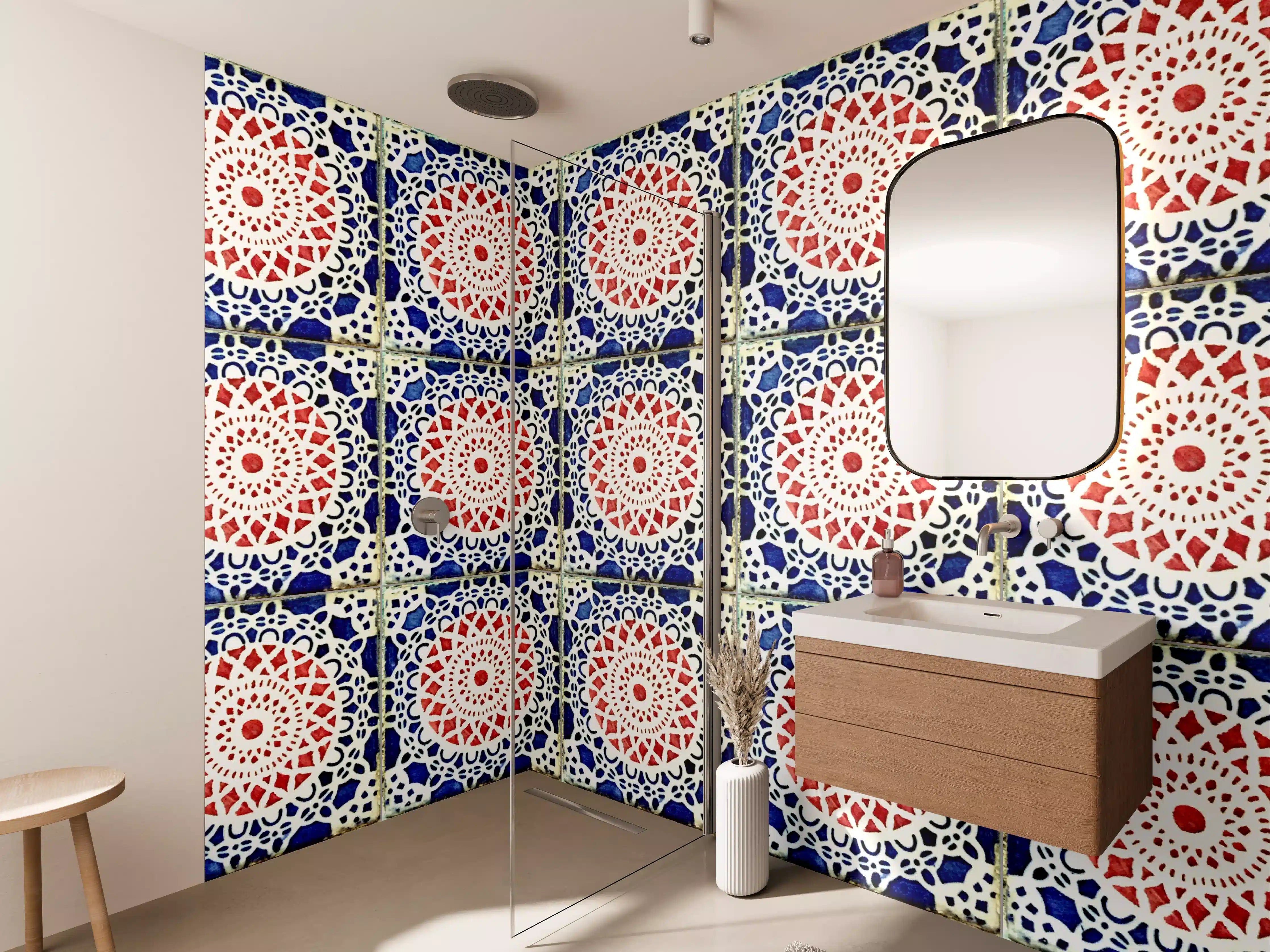 Wandverkleidung Bad - Bunten Azulejo-Fliesenmuster