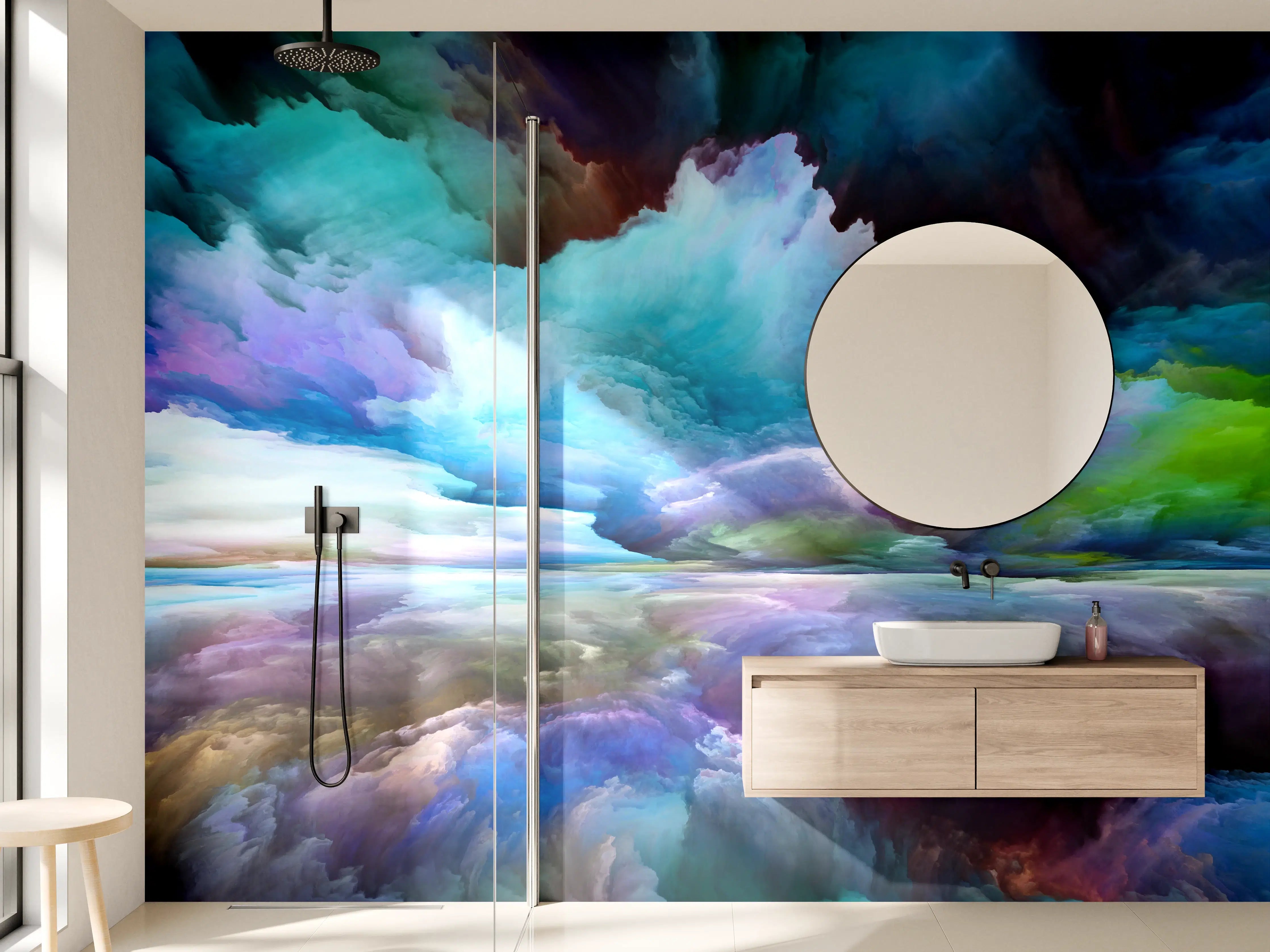 Wandverkleidung Bad - Bunter Fantasy Himmel