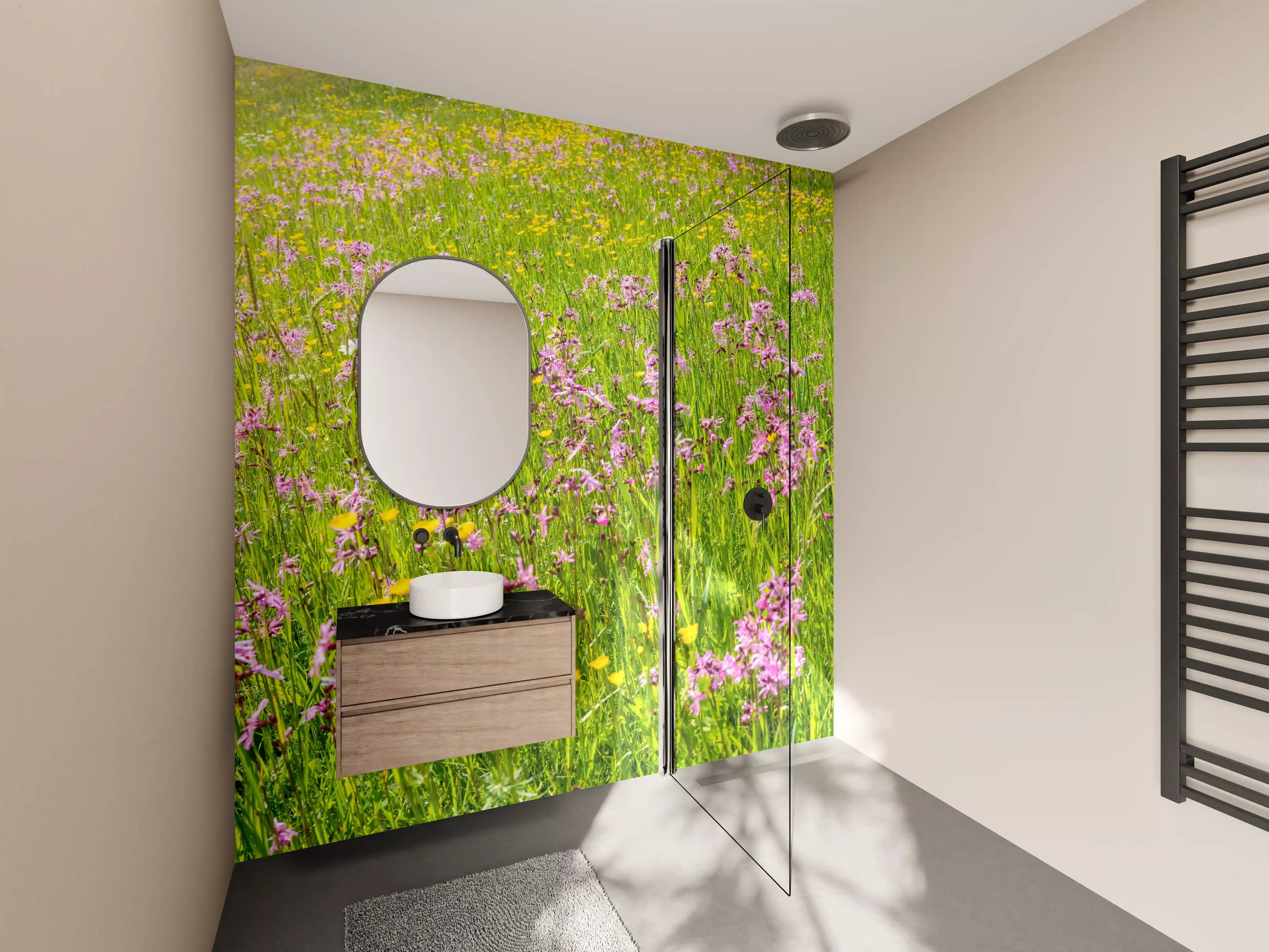 Wandverkleidung Bad - Bunter Frühlingsblumenmeer