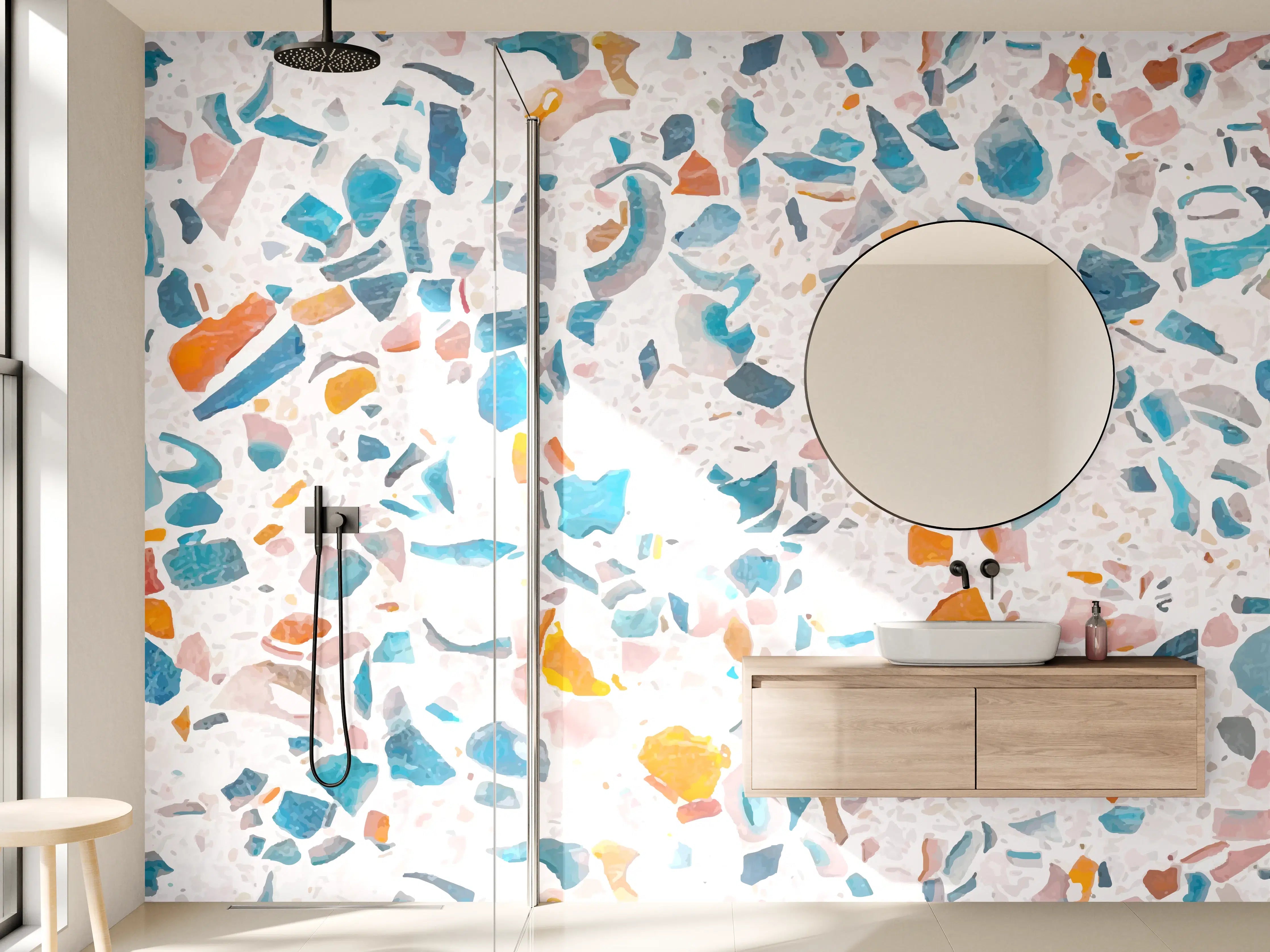 Wandverkleidung Bad - Bunter Terrazzo Designbelag