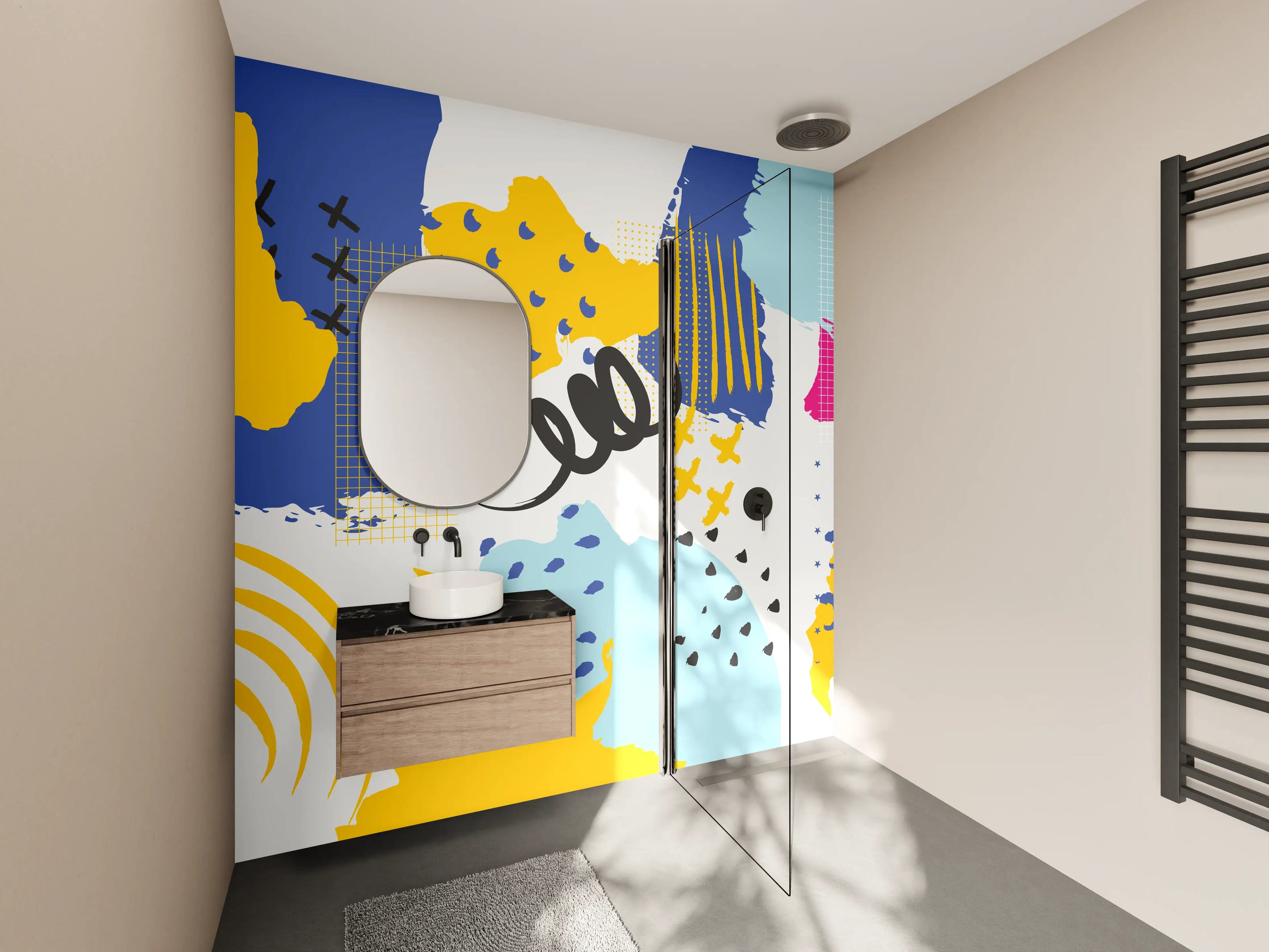 Wandverkleidung Bad - Buntes Abstrakt-Muster Design