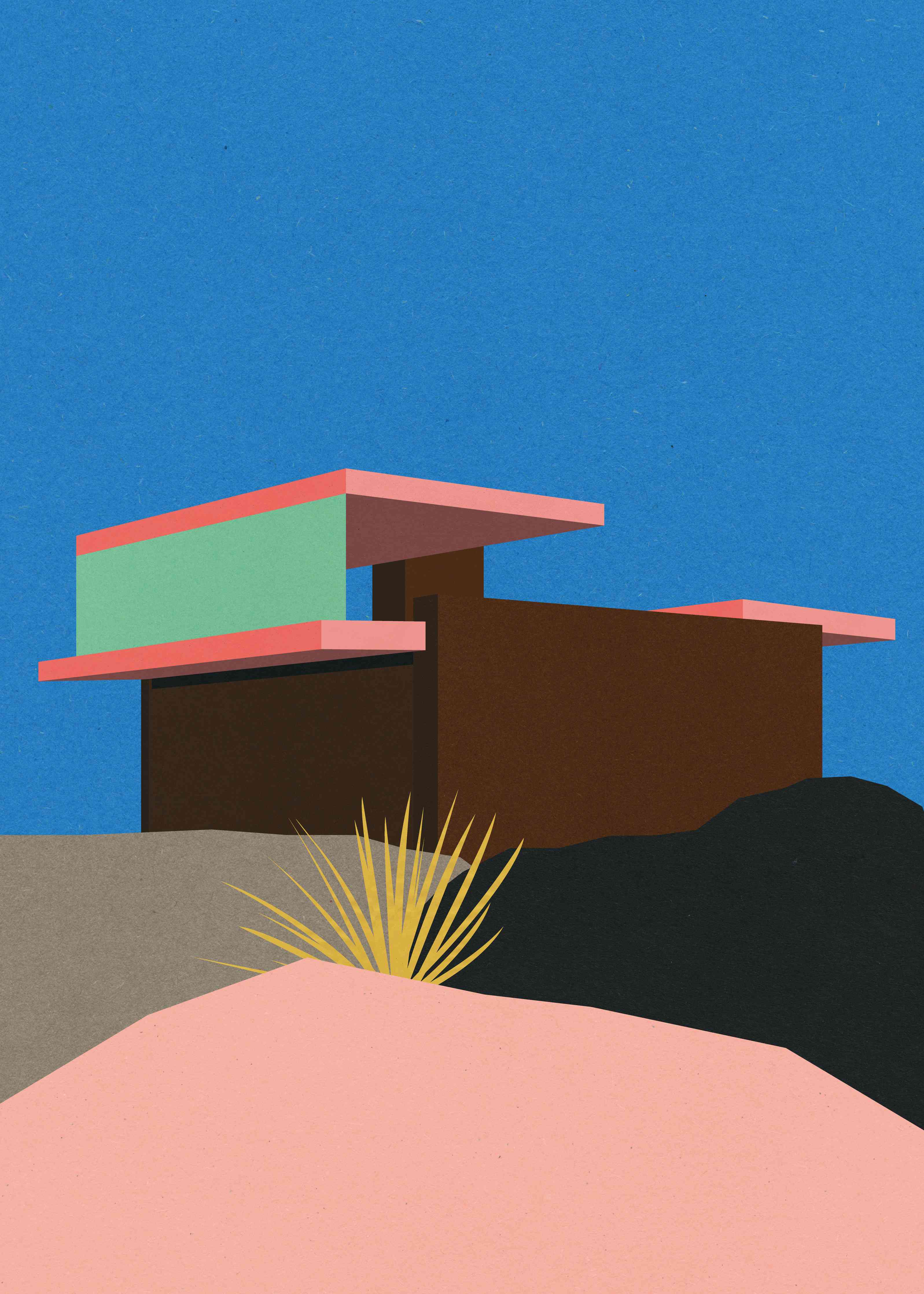 Wandverkleidung Bad-Buntes Bauhaus Desert House Poster