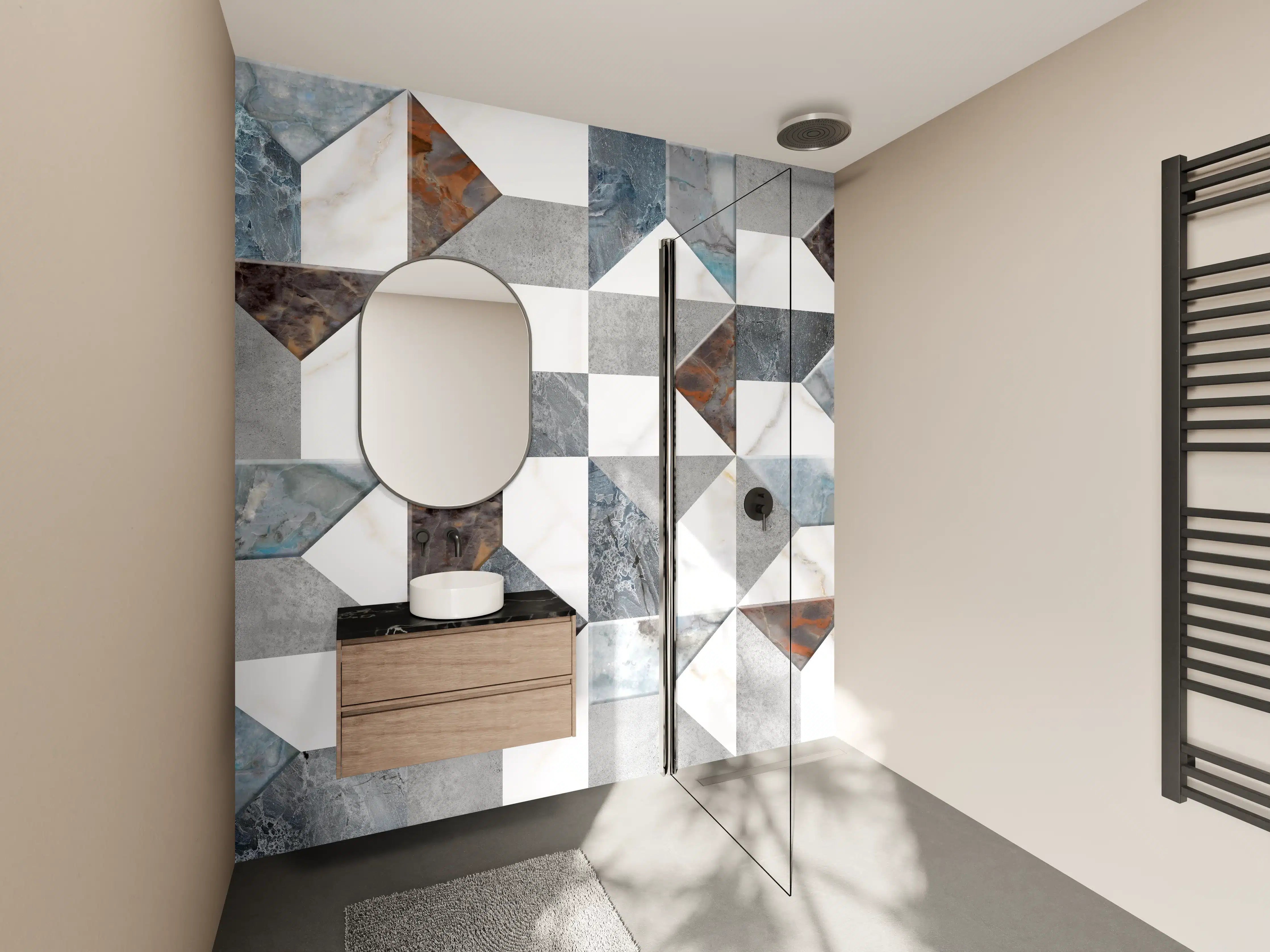 Wandverkleidung Bad - Buntes Fliesenmuster