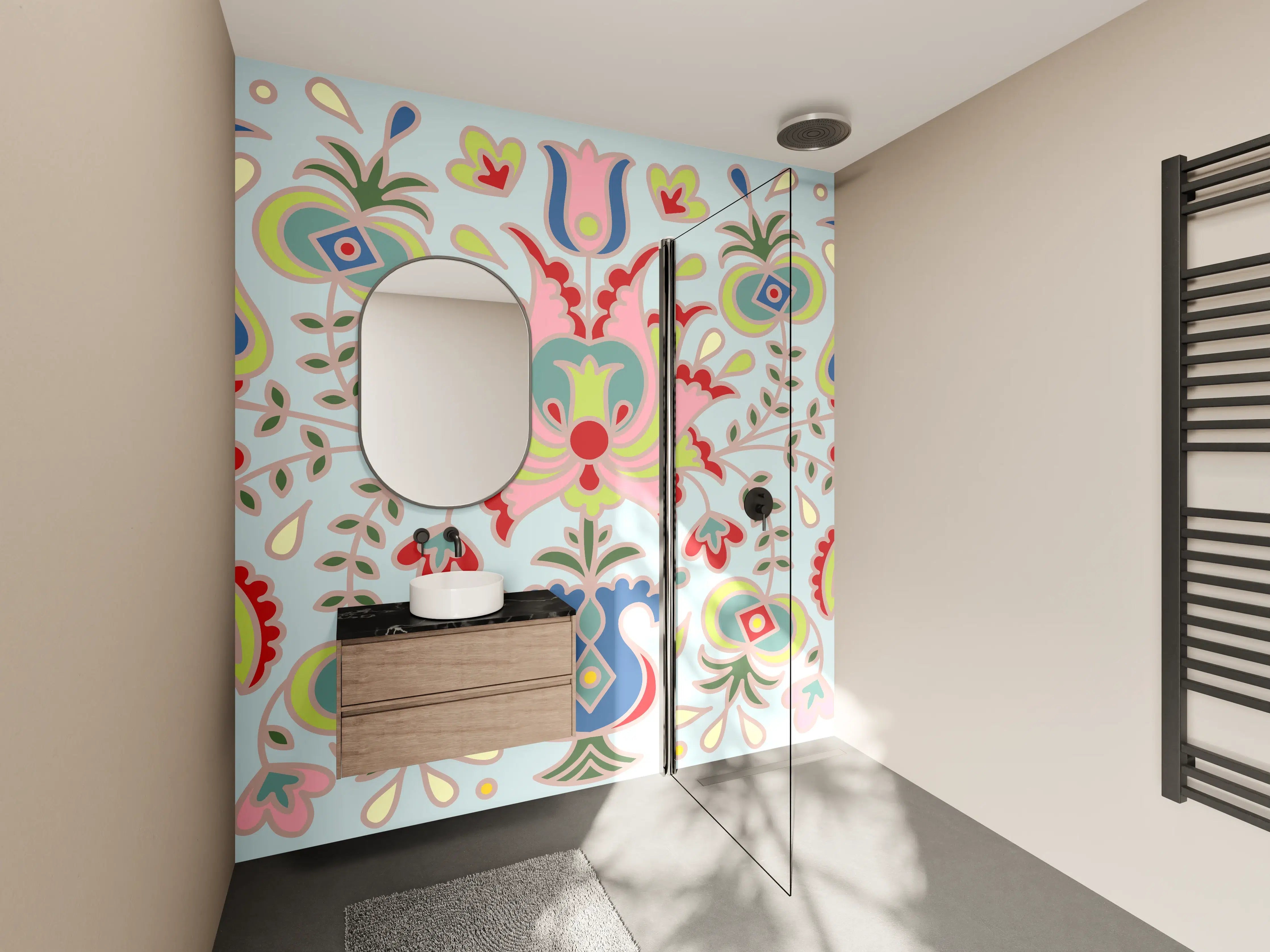 Wandverkleidung Bad - Buntes Floral-Print-Muster