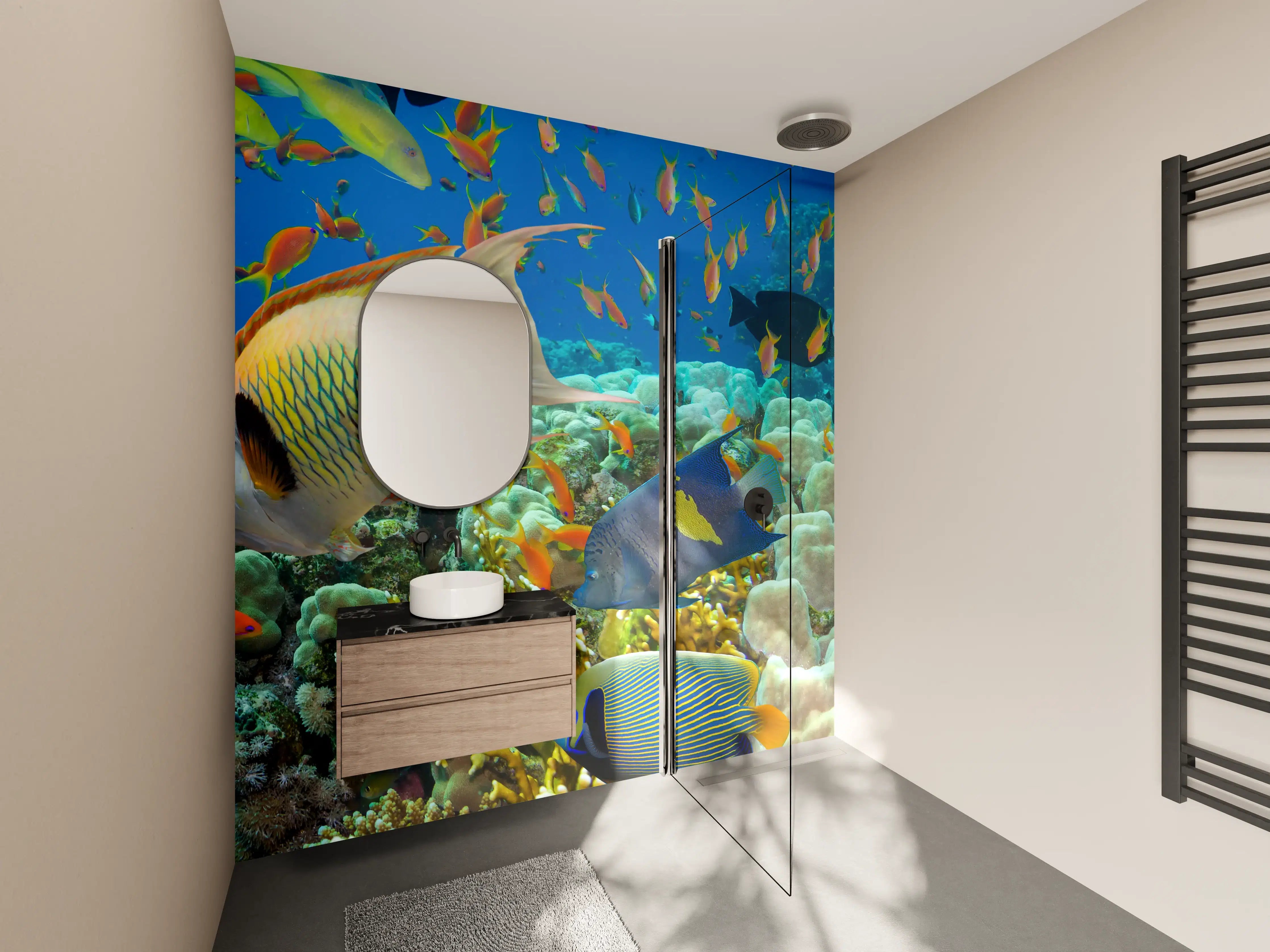 Wandverkleidung Bad - Buntes Korallenriff mit Fischen