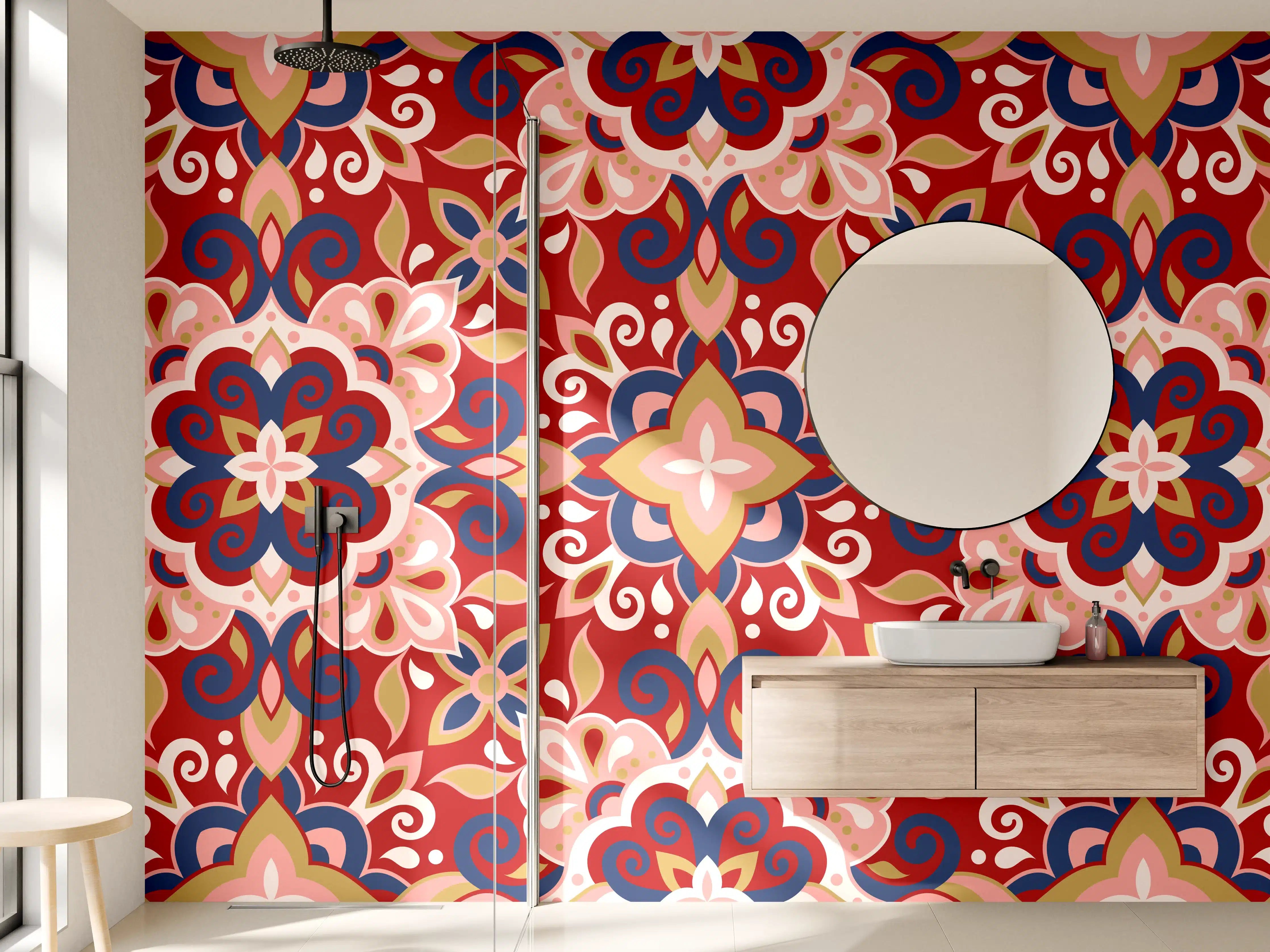 Wandverkleidung Bad - Buntes Muster Design Druck