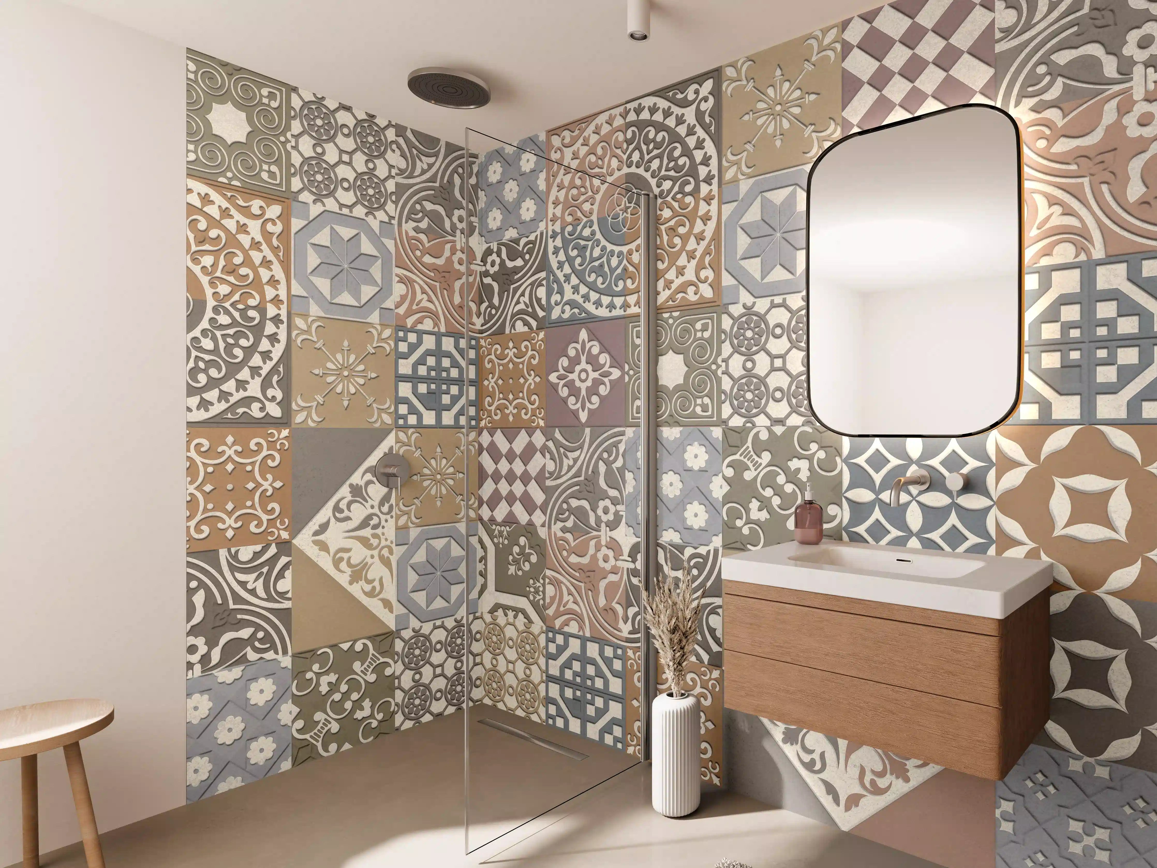 Wandverkleidung Bad - Buntes portugiesisches Mosaik