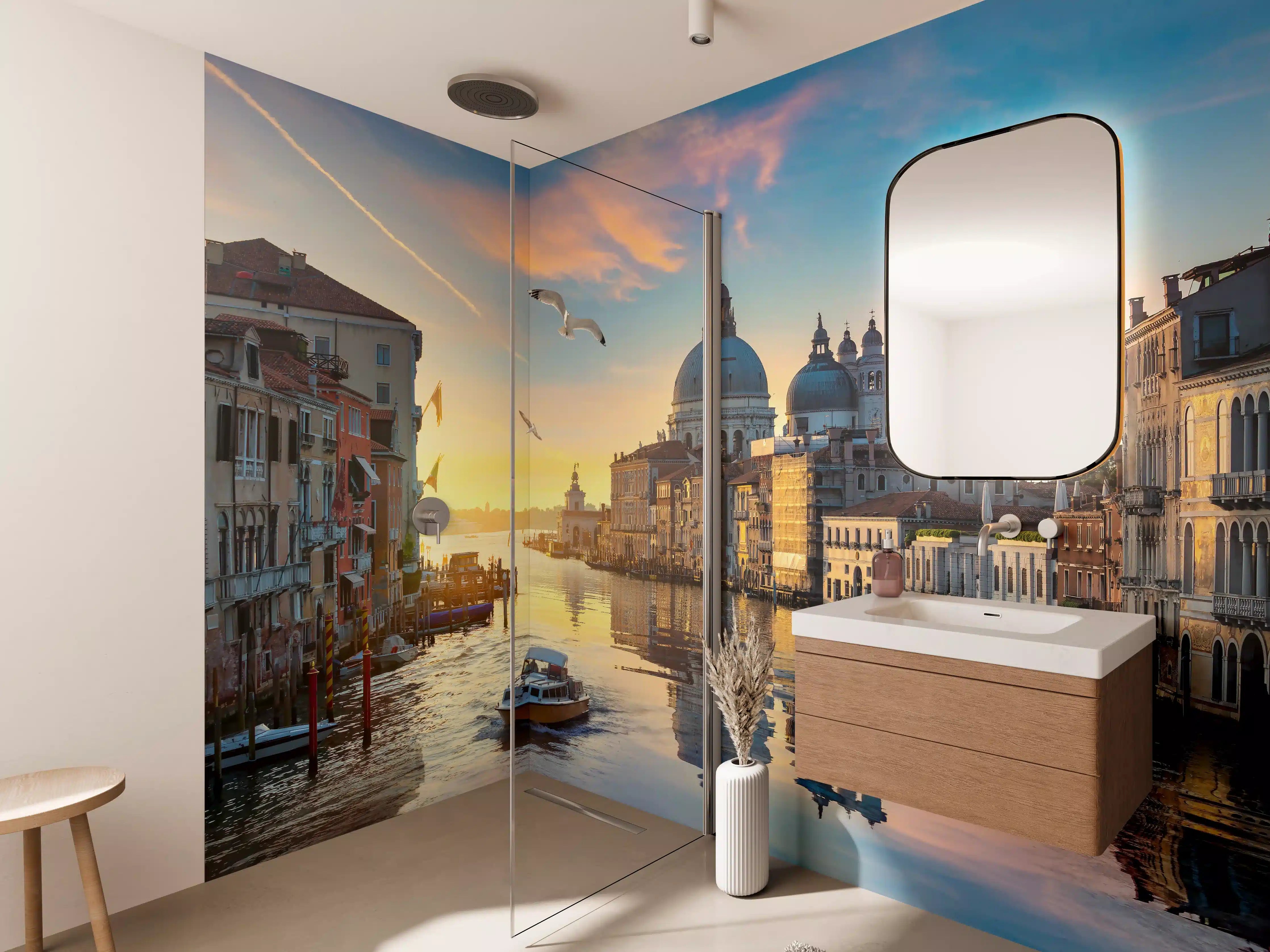 Wandverkleidung Bad - Canal Grande bei Abendlicht