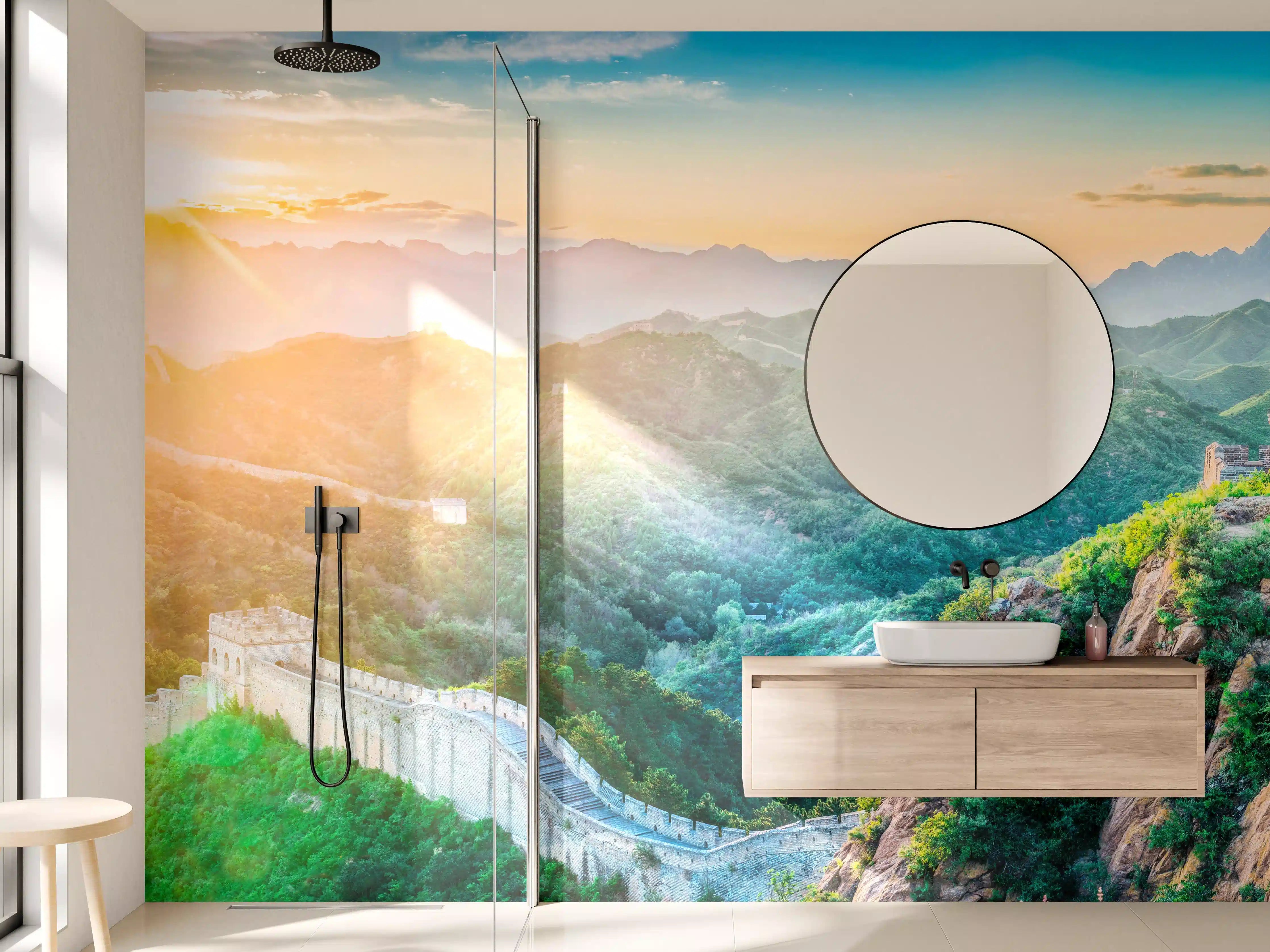 Wandverkleidung Bad - Chinesische Mauer Panorama Sonnenaufgang