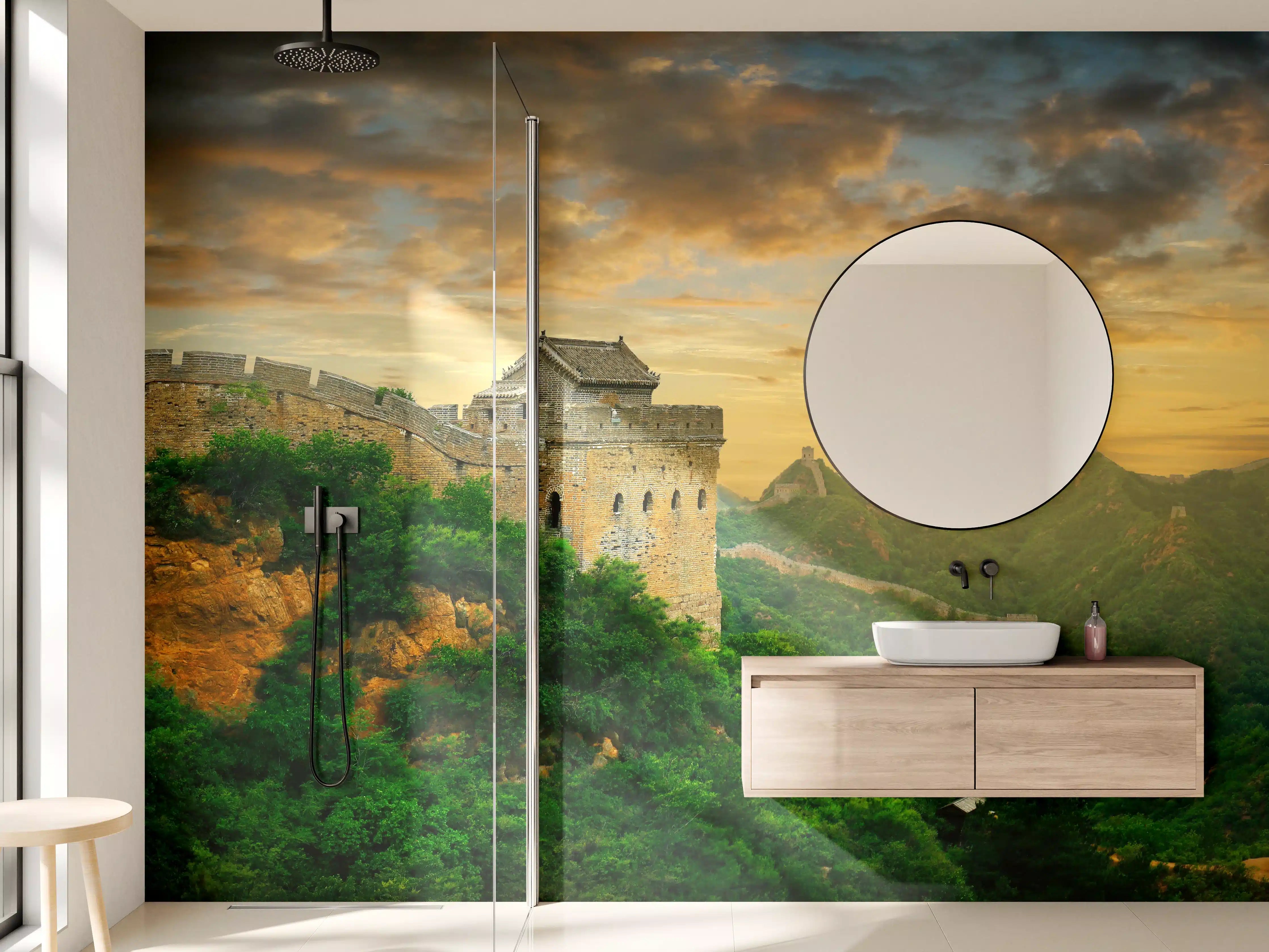 Wandverkleidung Bad - Chinesische Mauer Zeitlose Schönheit im Abendlicht