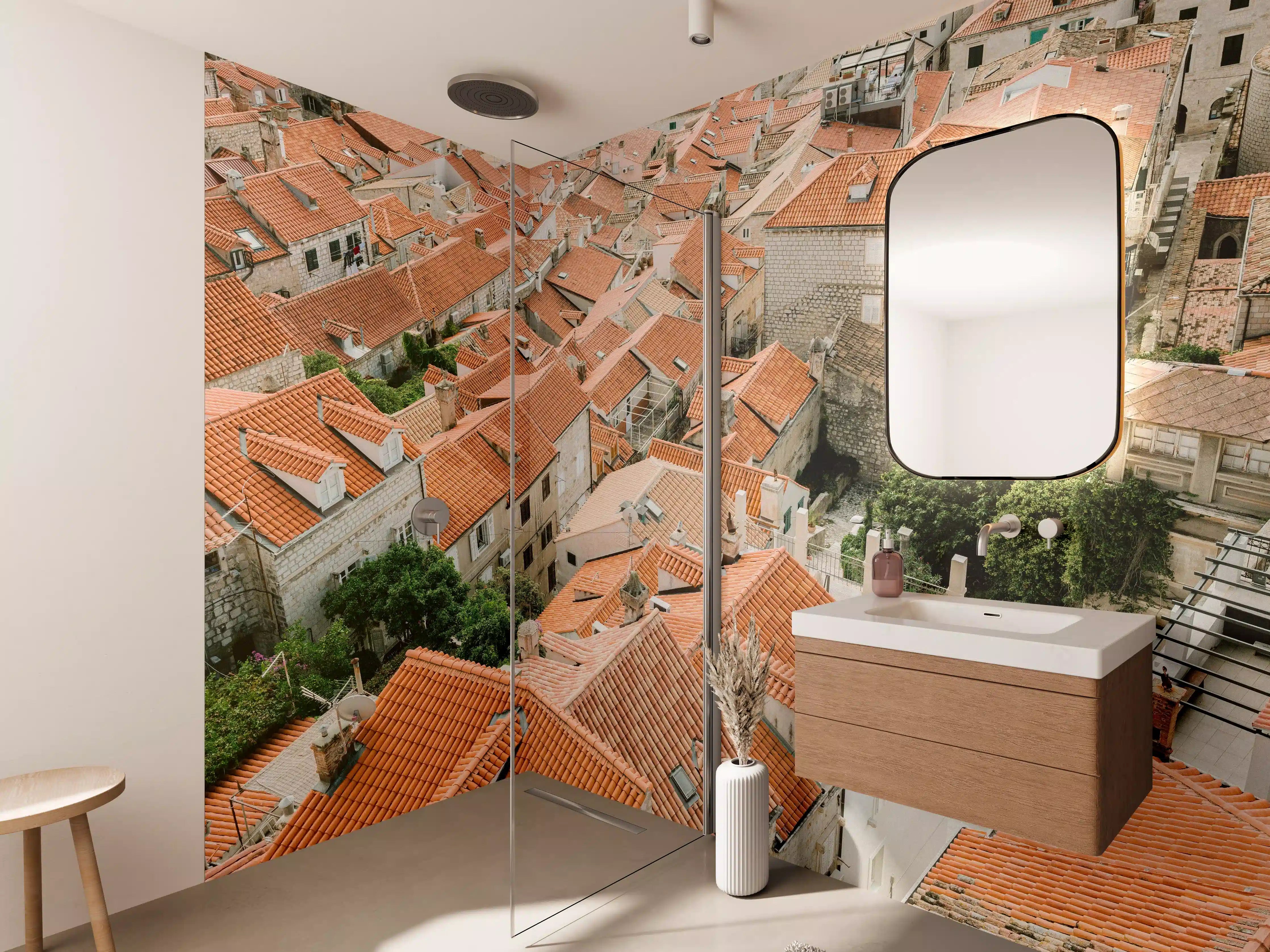 Wandverkleidung Bad - Dächer von Dubrovnik, Kroatien