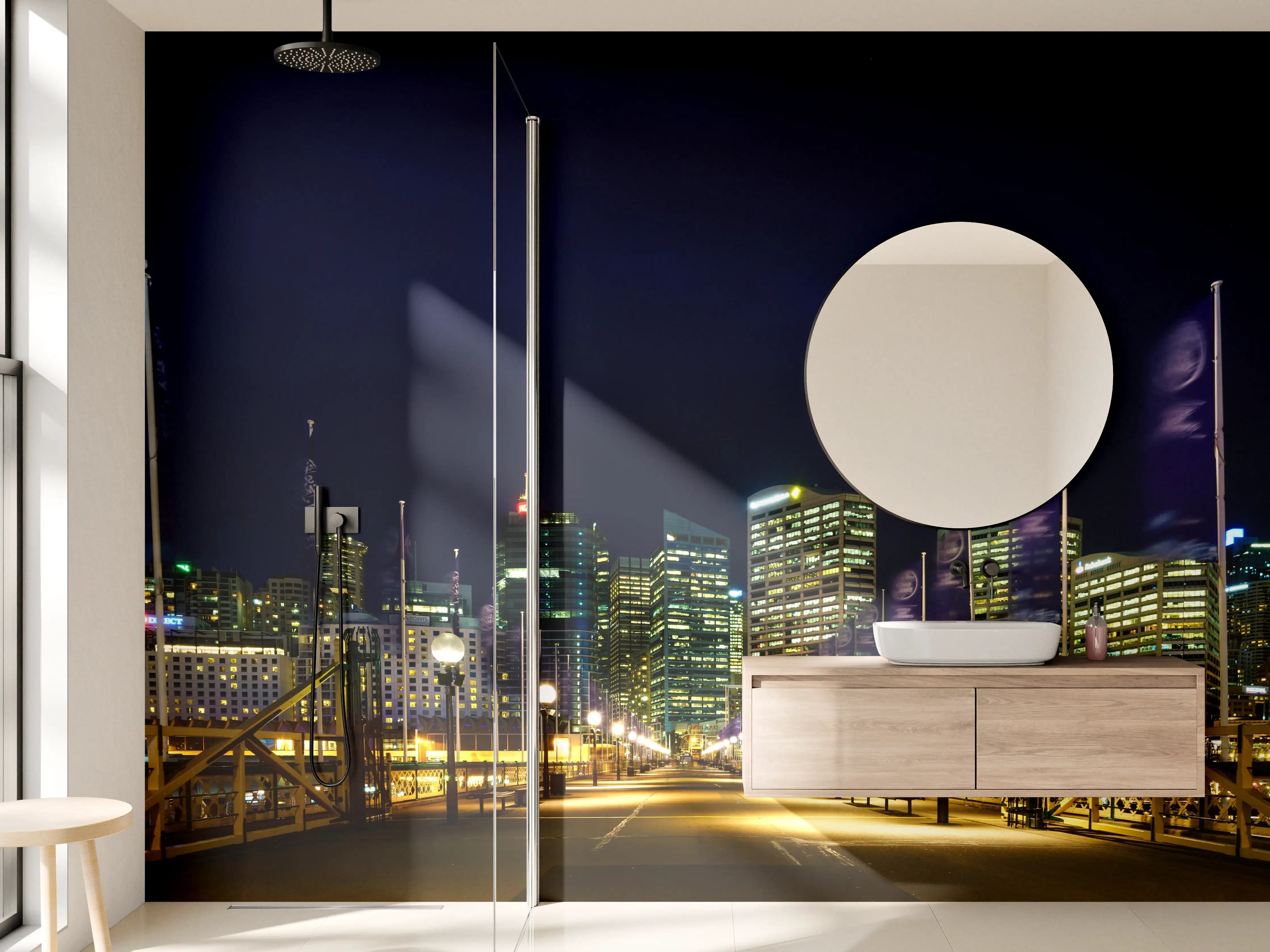 Wandverkleidung Bad - Darling Harbour bei Nacht