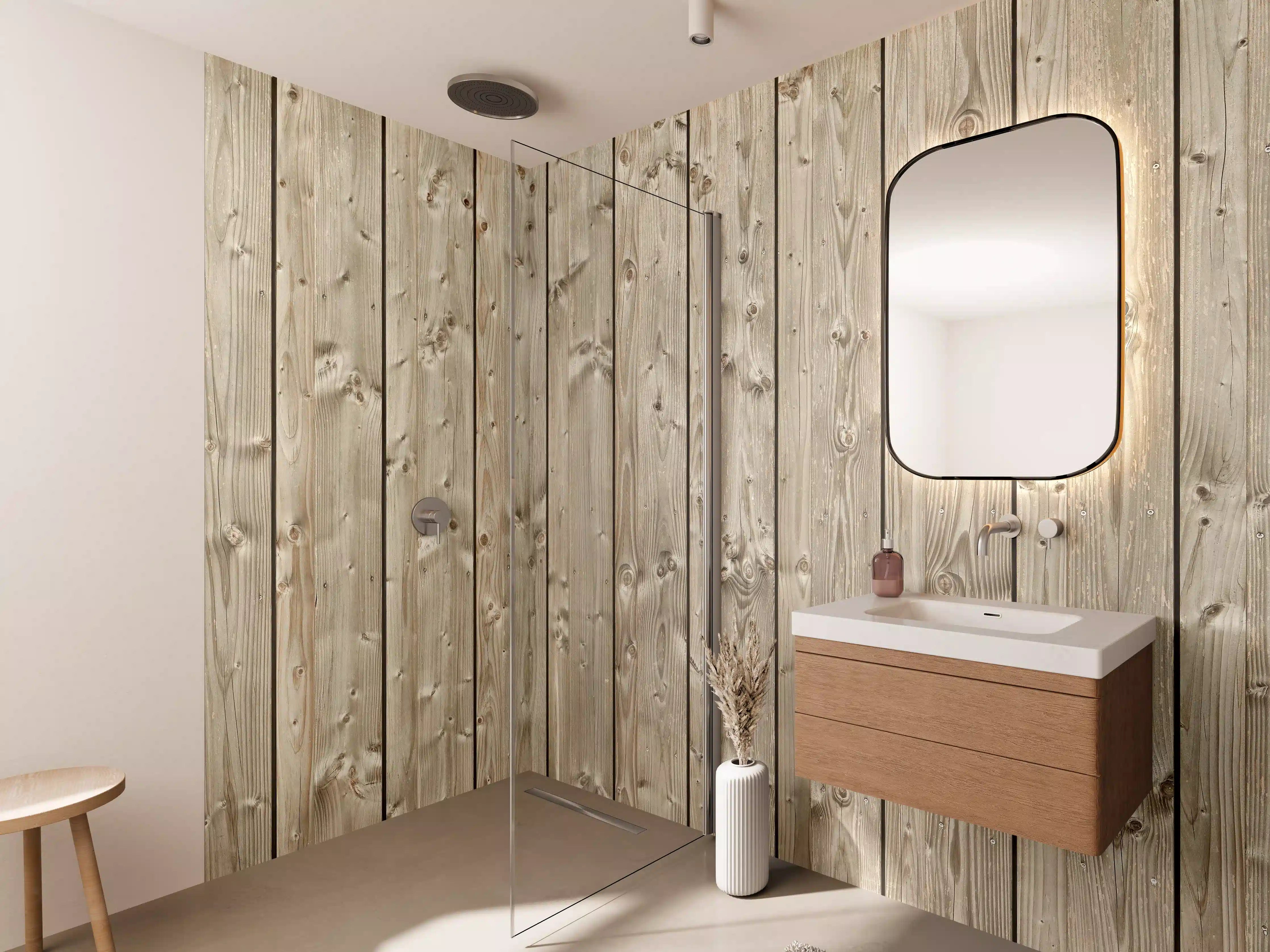 Wandverkleidung Bad - Dekorative Holztextur
