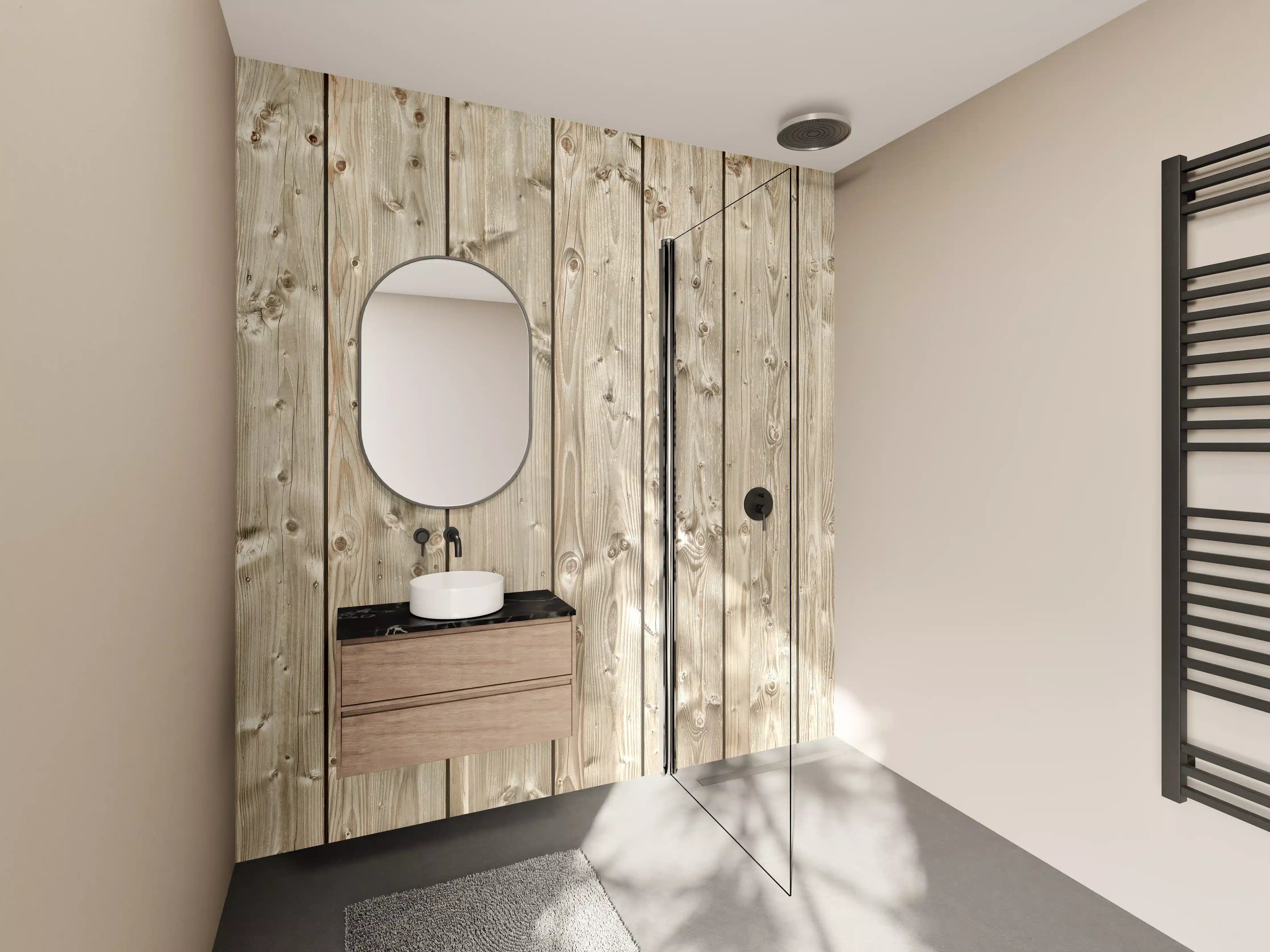 Wandverkleidung Bad - Dekorative Holztextur