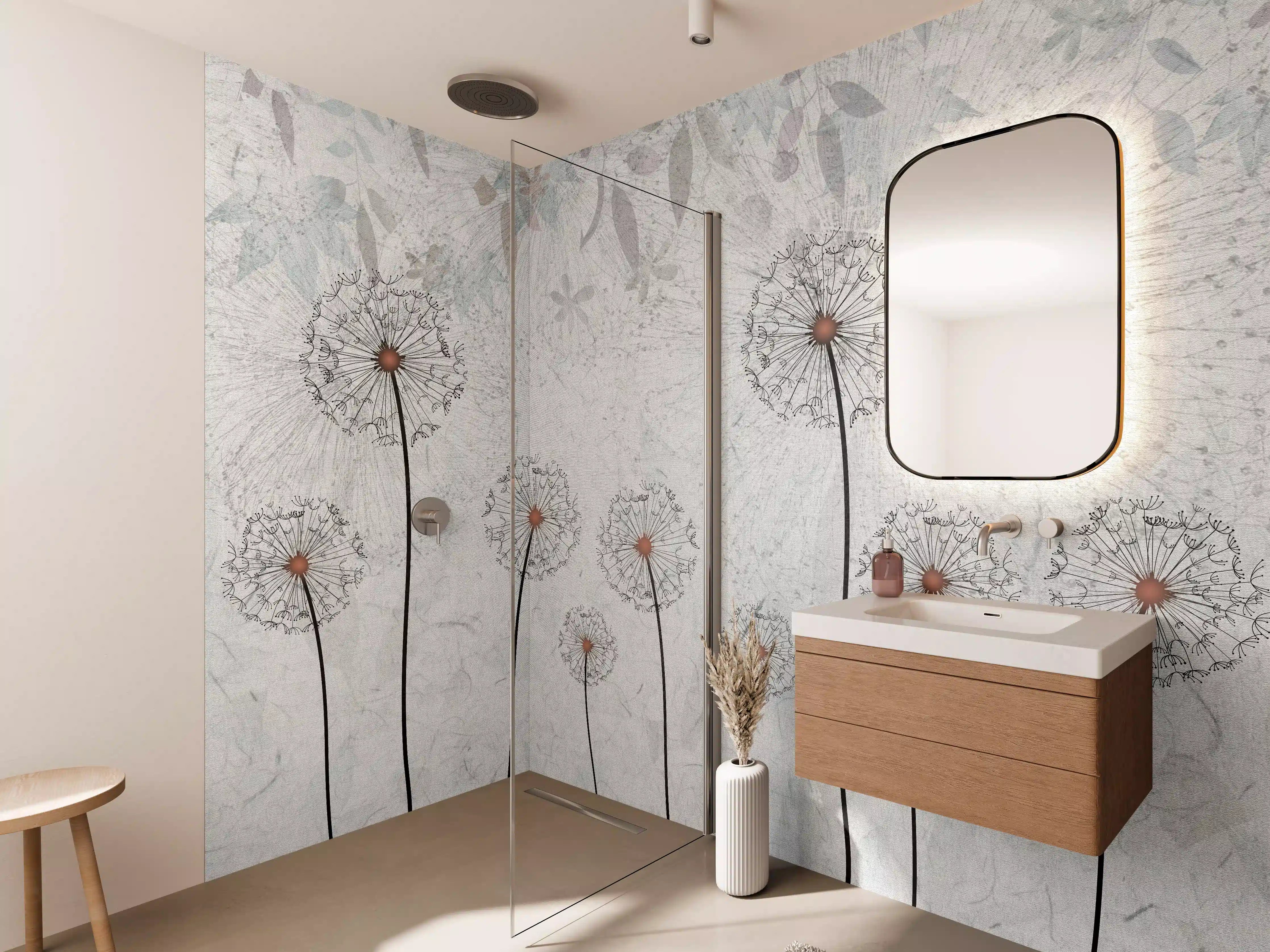 Wandverkleidung Bad - Dekoratives Löwenzahn Gemälde