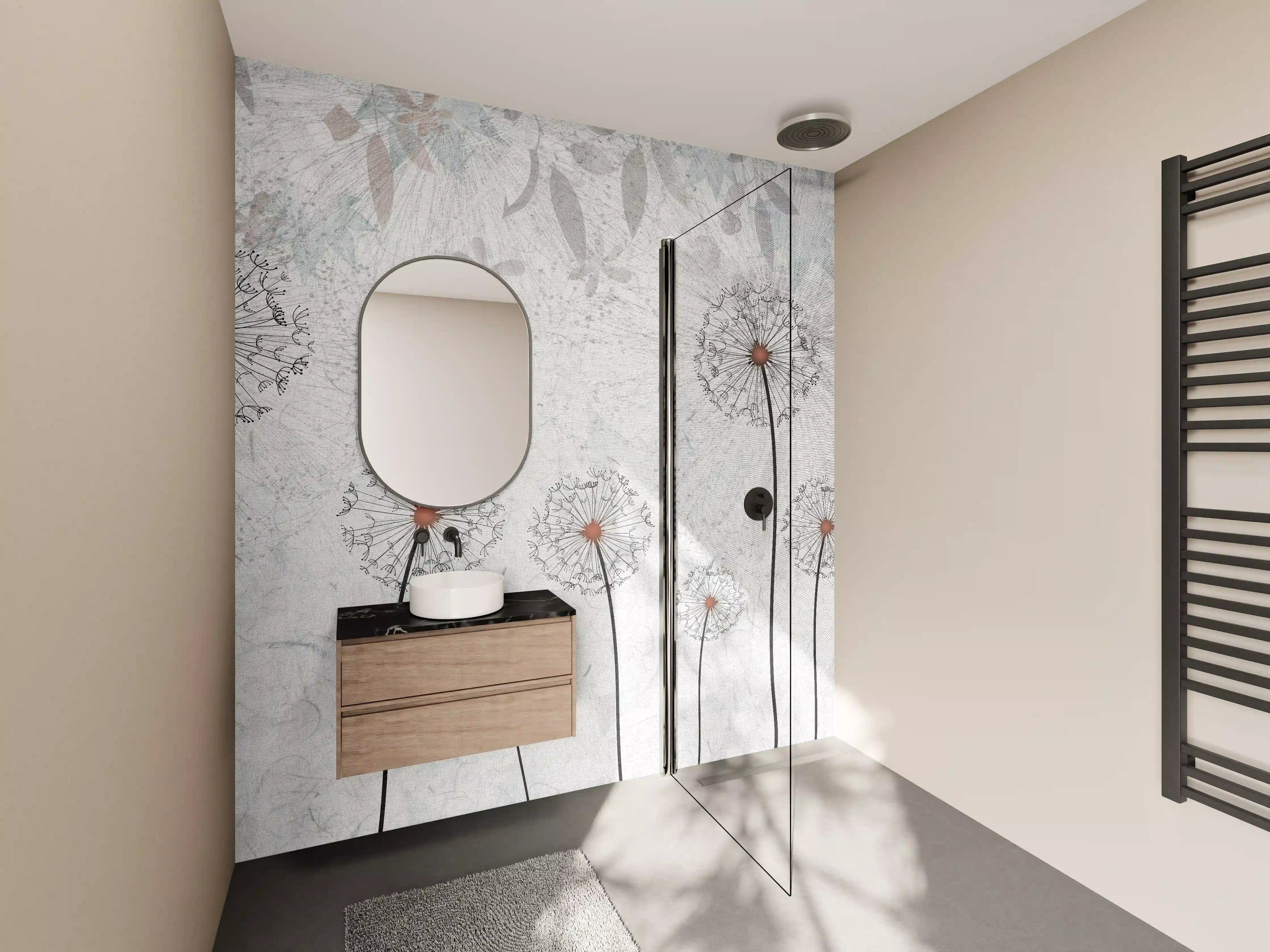 Wandverkleidung Bad - Dekoratives Löwenzahn Gemälde