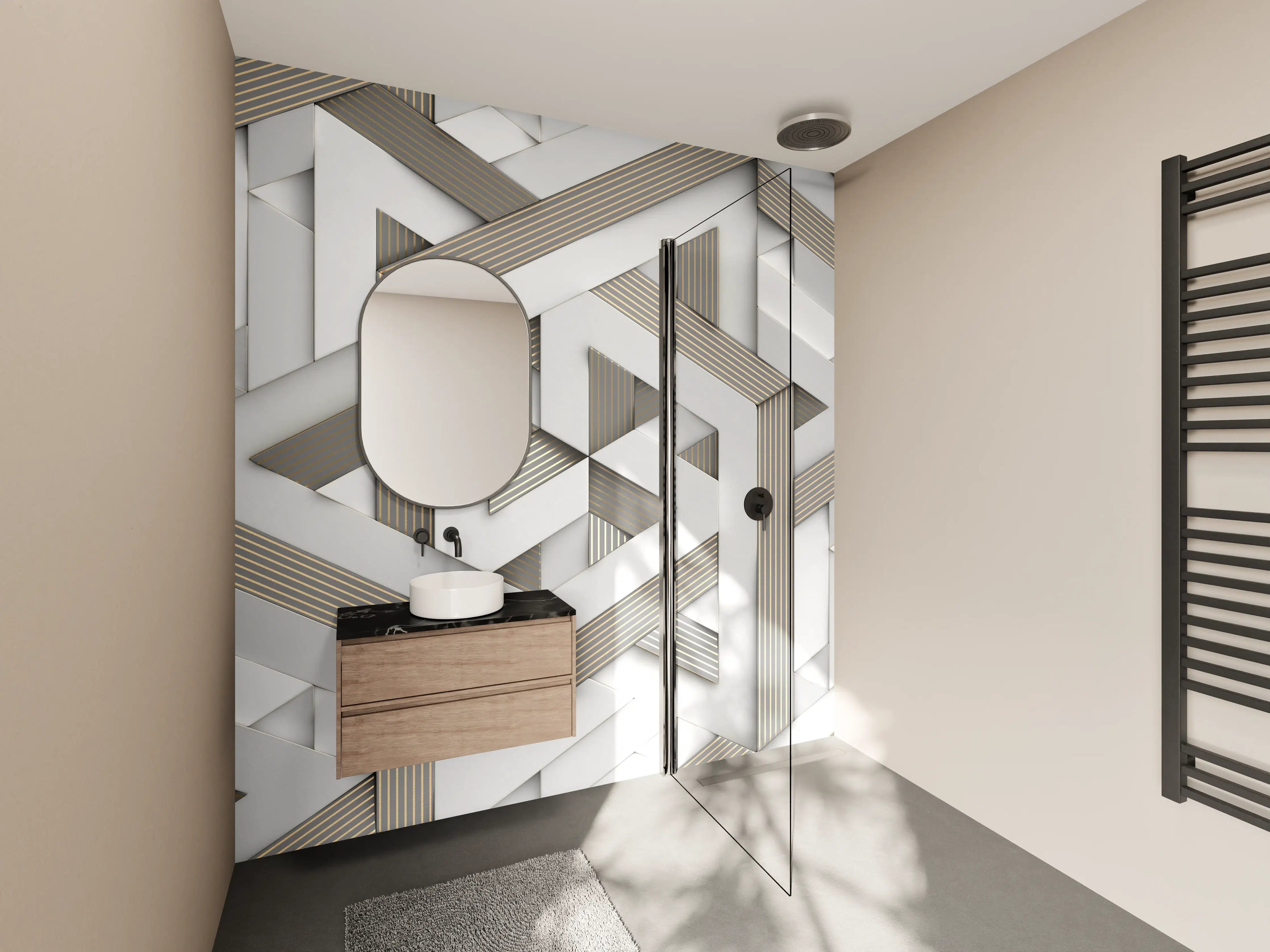 Wandverkleidung Bad - Dekoratives Mosaik Muster - 3D