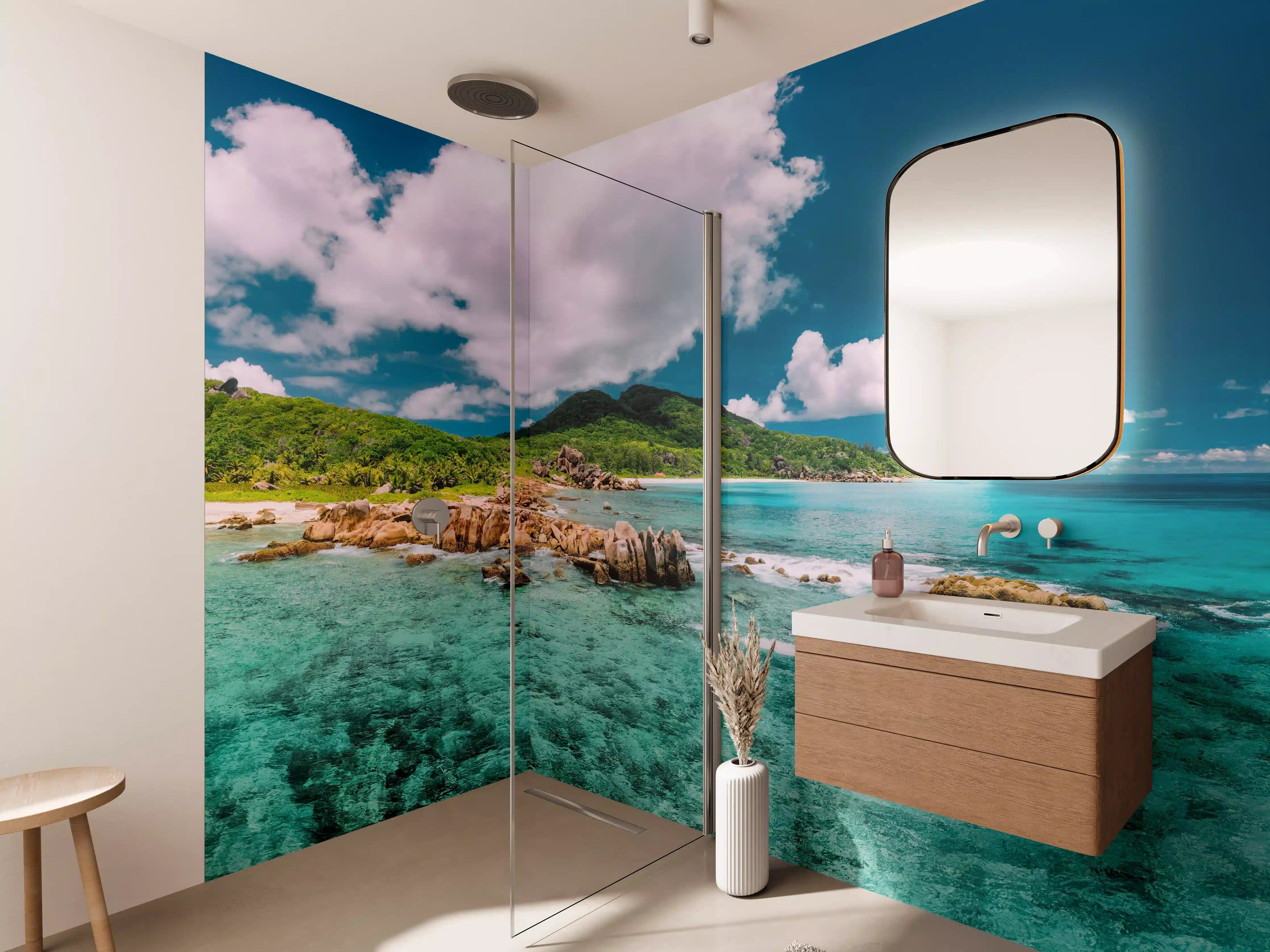 Wandverkleidung Bad - Der Strand Grand Anse - La Digue