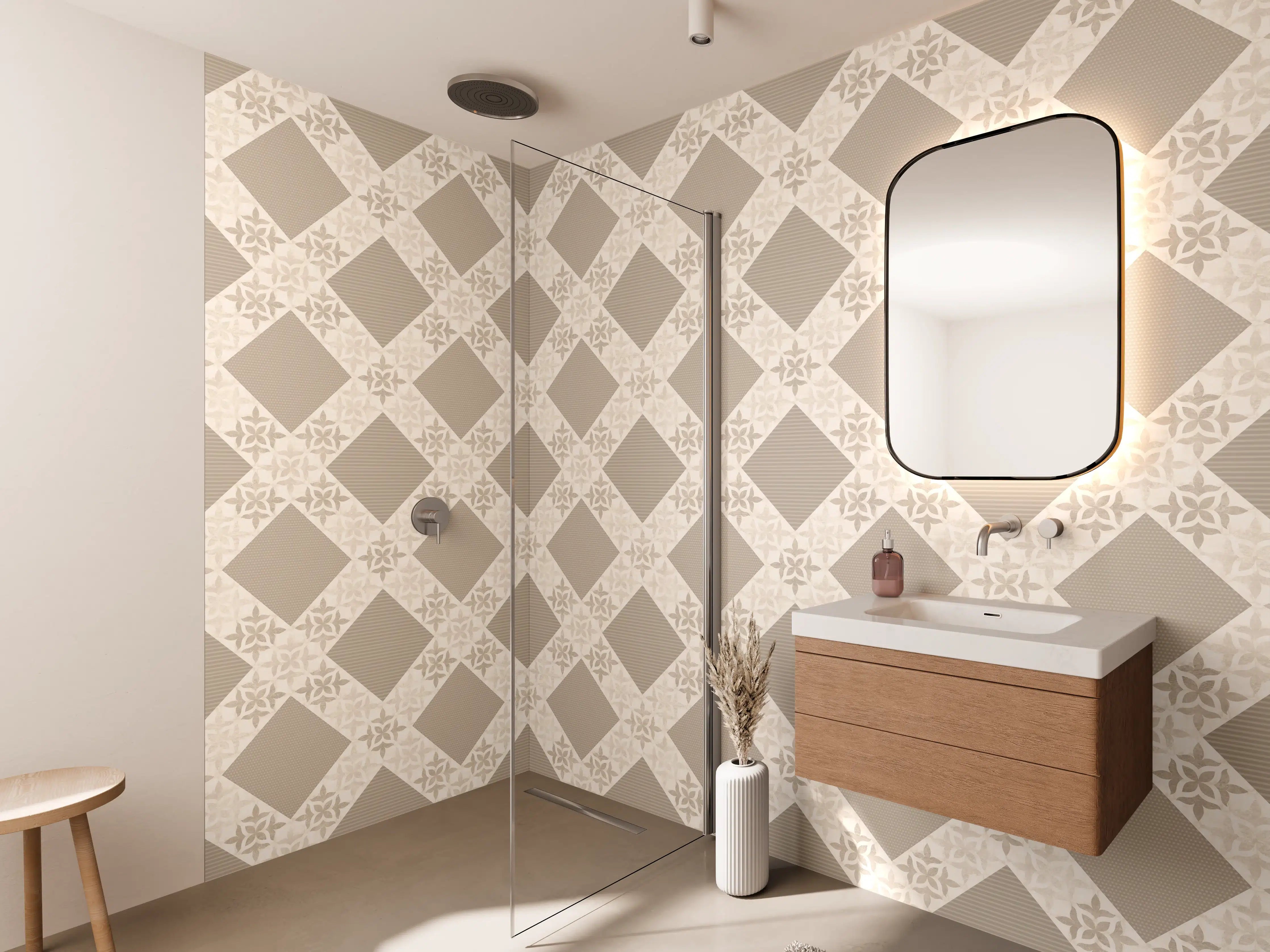 Wandverkleidung Bad - Design im Ornament Muster