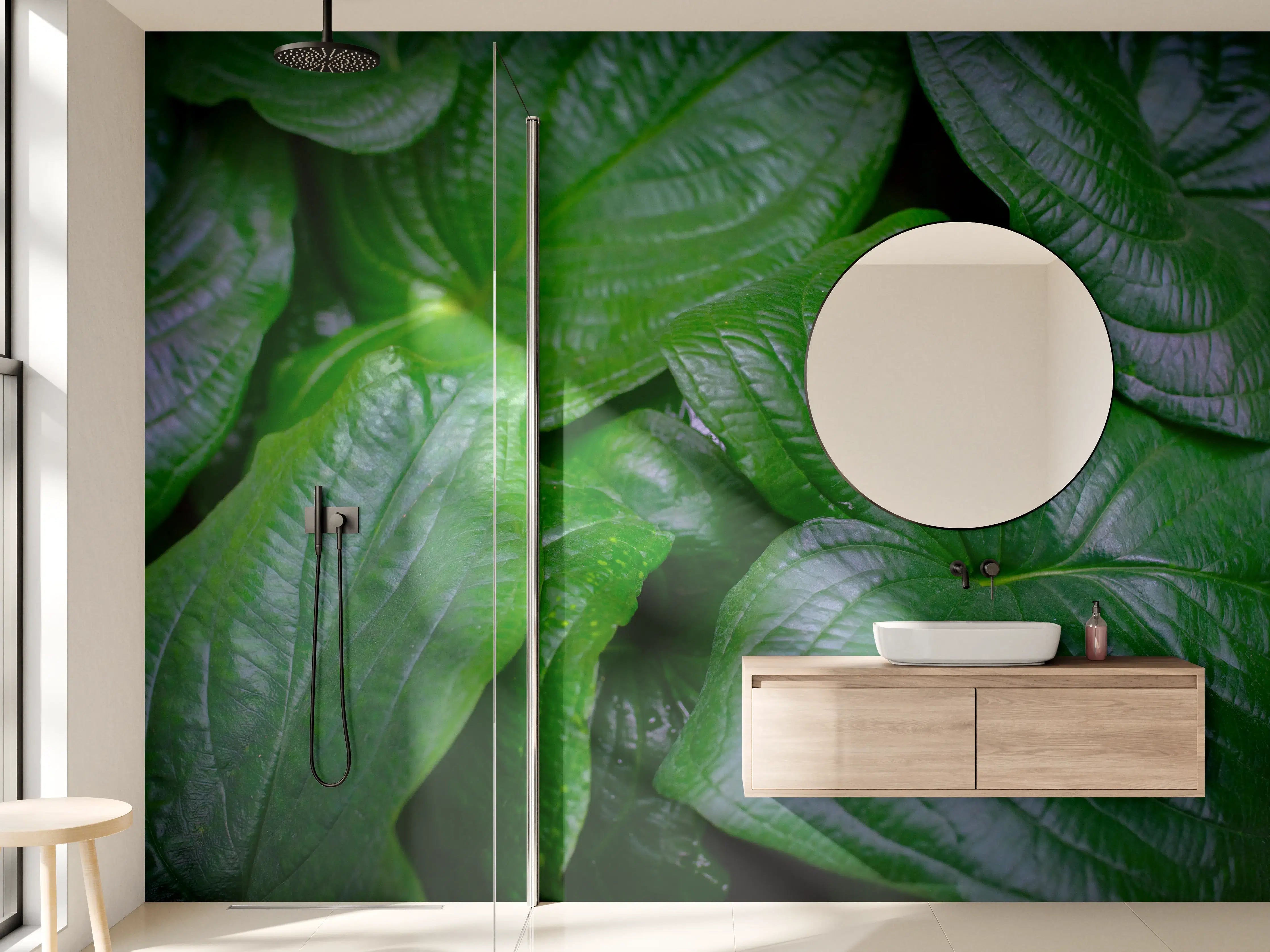 Wandverkleidung Bad - Detailaufnahme Grüner Blätter