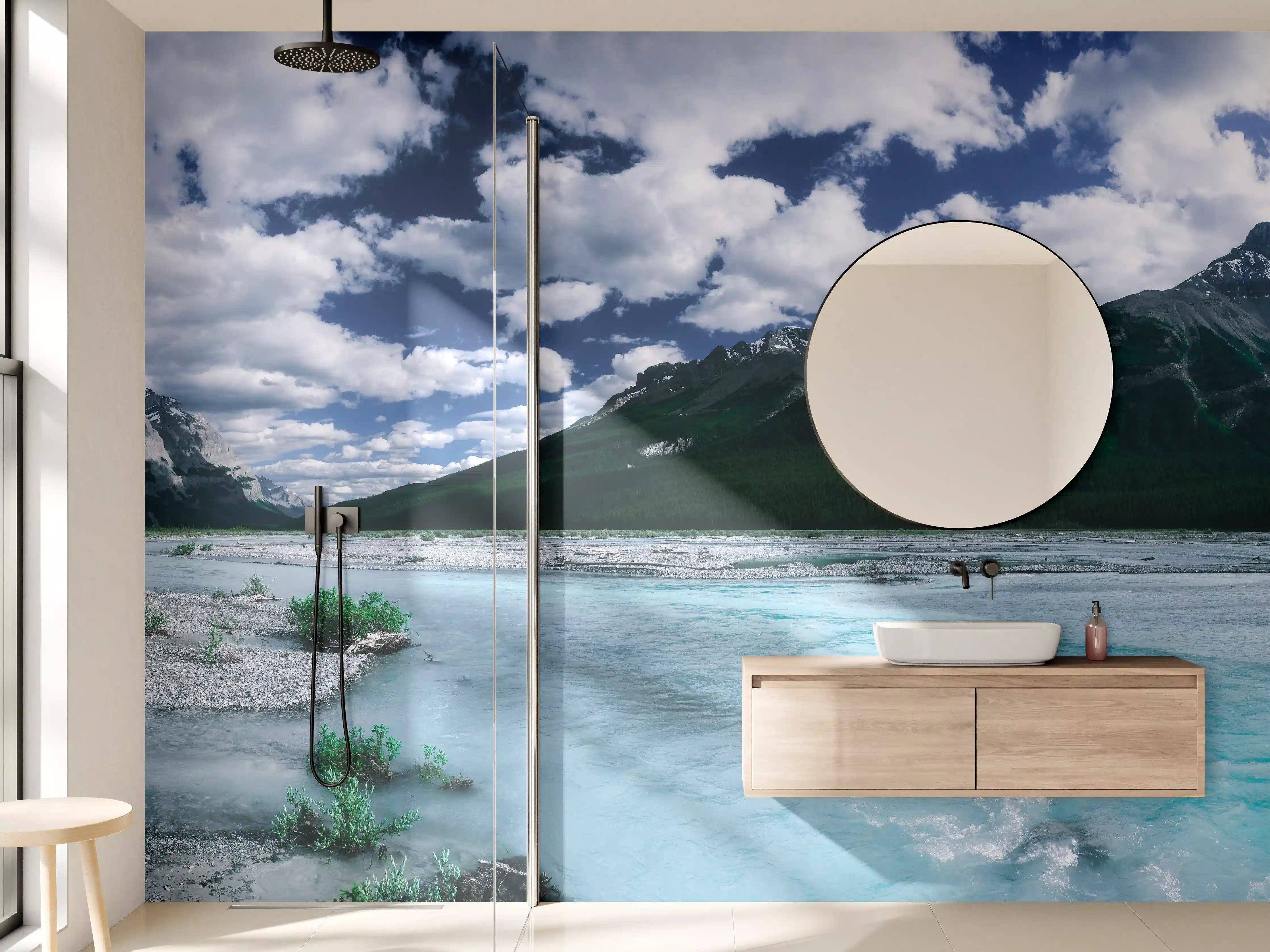 Wandverkleidung Bad - Dramatische Landschaft entlang des Icefields Parkway